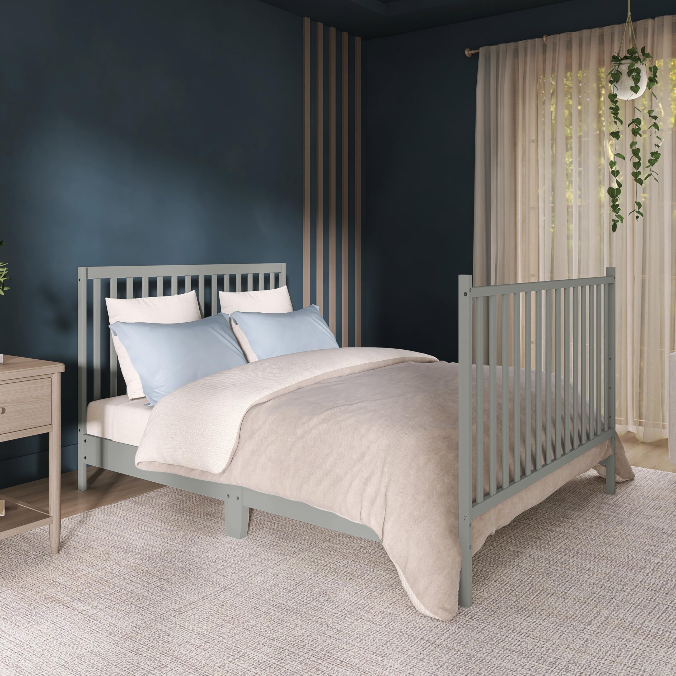 Dream On Me Synergy 5-in-1 Convertible Crib in Cool Grey, Greenguard Gold Certified, BSA Certified, 3 Mattress Height Settings, Classic Nursery Furniture 🍁 All In One Marketplace Canada