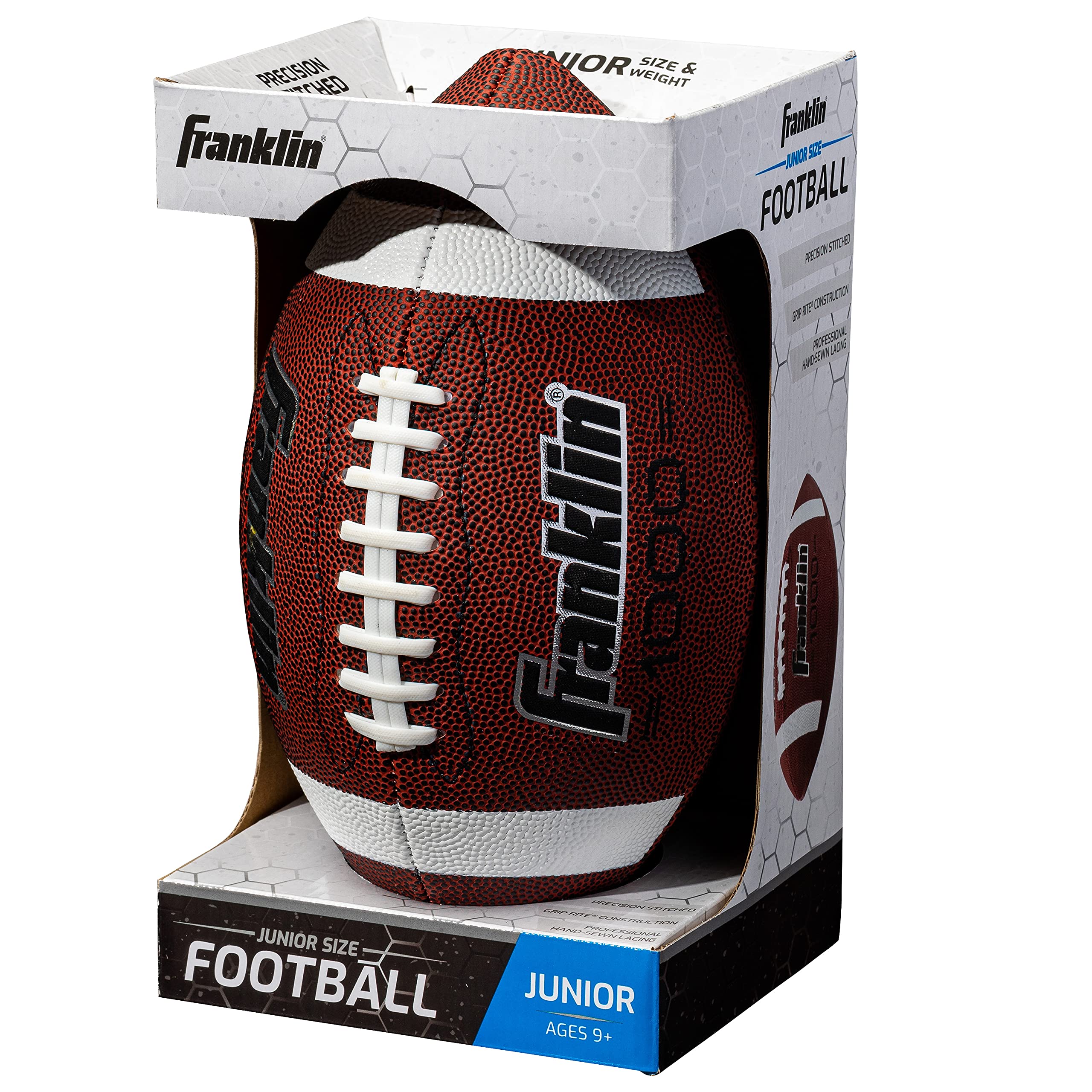 Franklin Sports Official Size Football - All-Weather 1000 Regulation Outdoor Football - Synthetic Leather Adult Size Football - Extra Grip Official Size Football - Brown + White 🍁 All In One Marketplace Canada