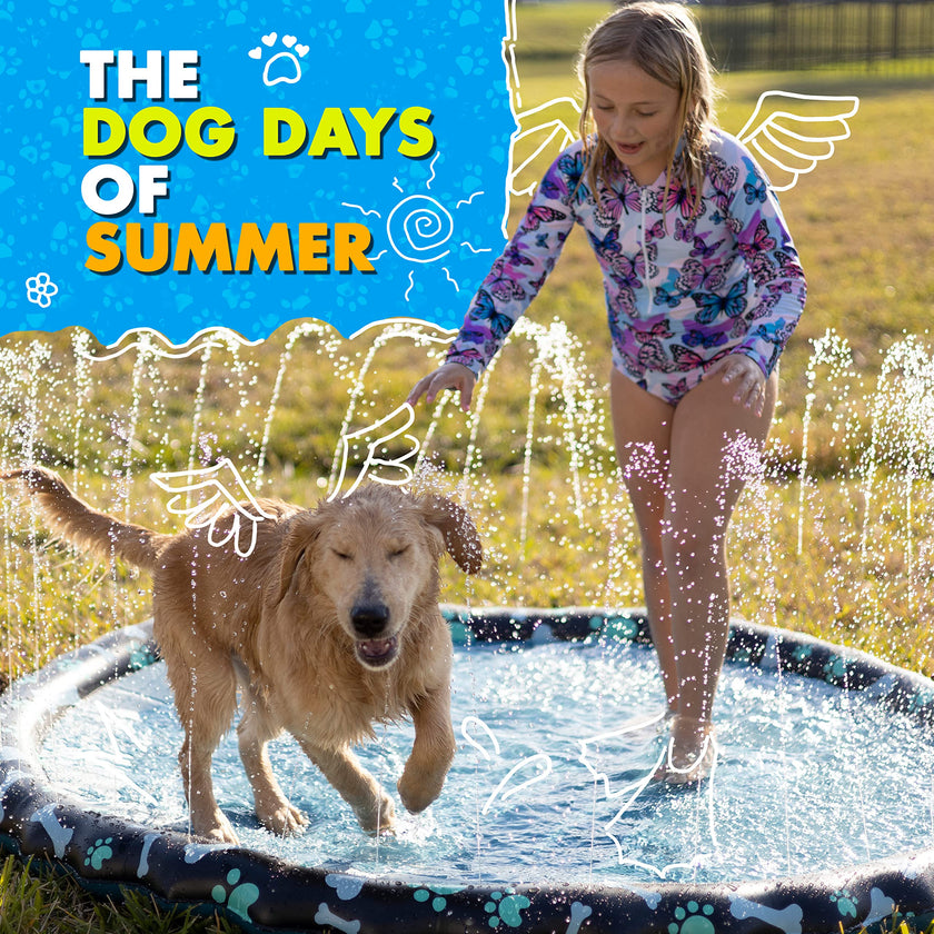 SplashEZ Non Slip Splash Pad for Kids & Dogs, 69’’ Extra Large Splash Pad Sprinkler for Kids, Dog Water Summer Toys - Great Outdoor Toys for Toddlers 1-3 & Children Ages 4-8, Baby Pool for Backyard 🍁 All In One Marketplace Canada