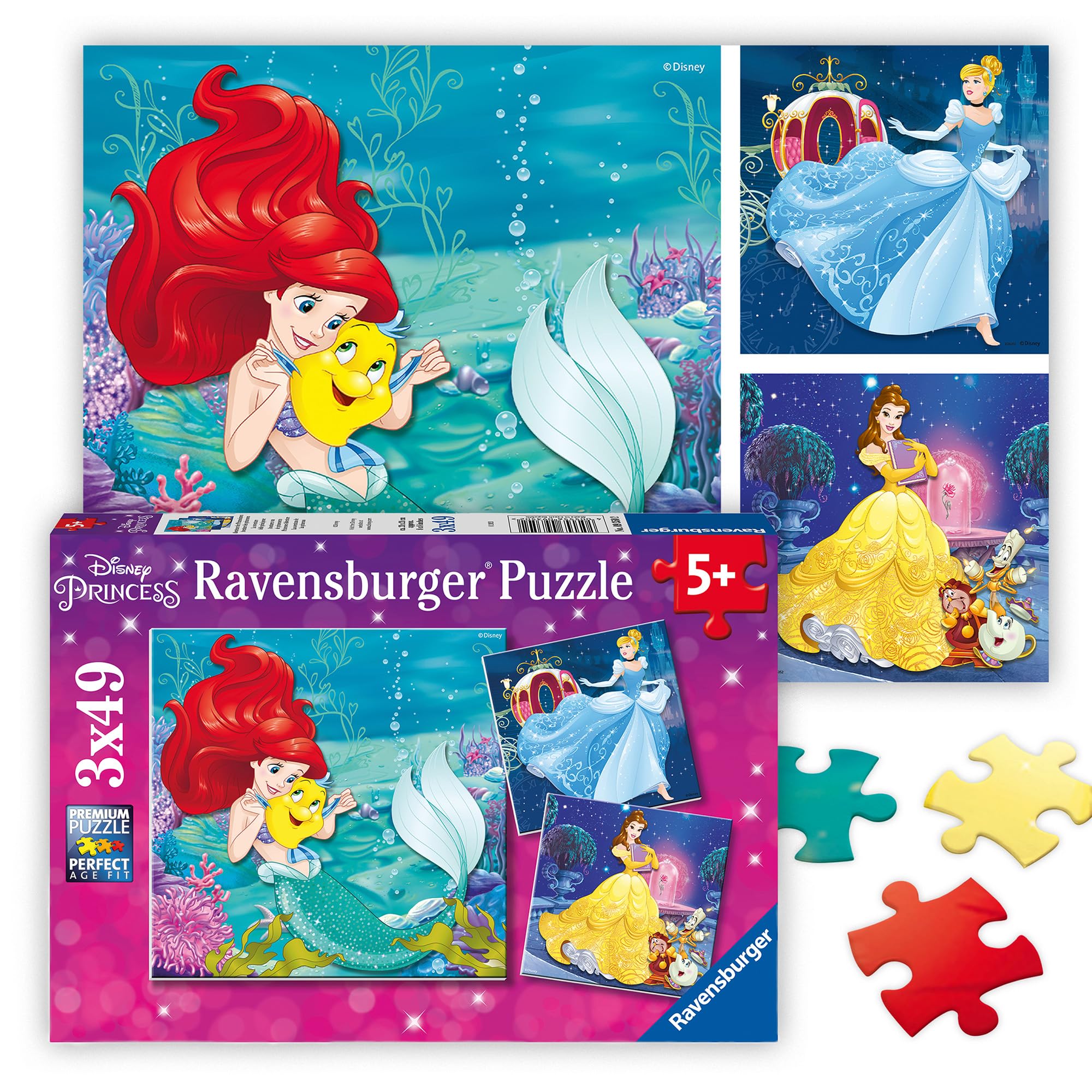 Ravensburger Disney Princess: Princesses Adventure 3 x 49 Piece Jigsaw Puzzle Set for Kids - Every Piece is Unique, Pieces Fit Together Perfectly 🍁 All In One Marketplace Canada