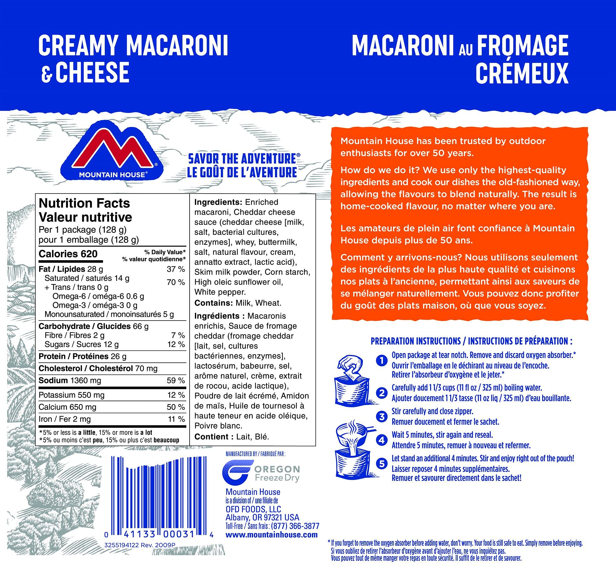 Mountain House Mac and Cheese, Freeze Dried Emergency Food (1 Pouch) 🍁 All In One Marketplace Canada