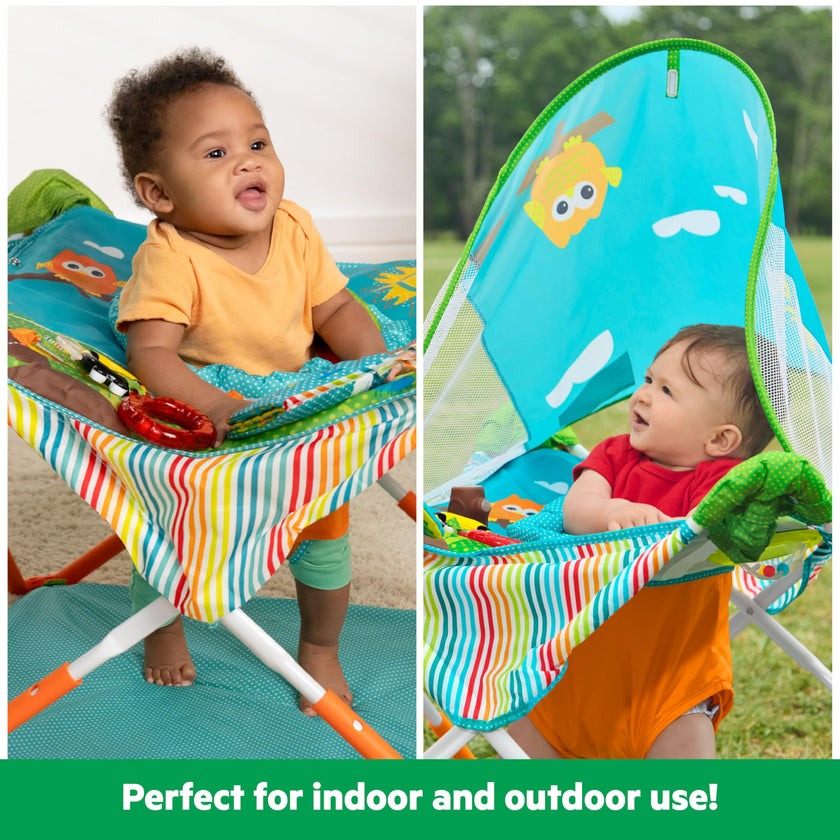 Bright Starts Pop 'N Jump Portable Activity Jumper, Indoor/Outdoor Use, Owl Forest with 4 Sensory Toys, Ages 6-12 Months 🍁 All In One Marketplace Canada
