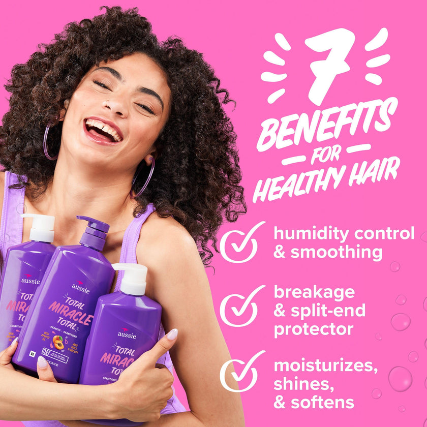 Aussie Total Miracle 3-Piece Set: Shampoo 778 mL, Conditioner 778 mL, 3 Minute Miracle Deep Conditioner Hair Treatment 236 mL, Infused with Apricot and Australian Macadamia Oil, 1.79 L Total 🍁 All In One Marketplace Canada