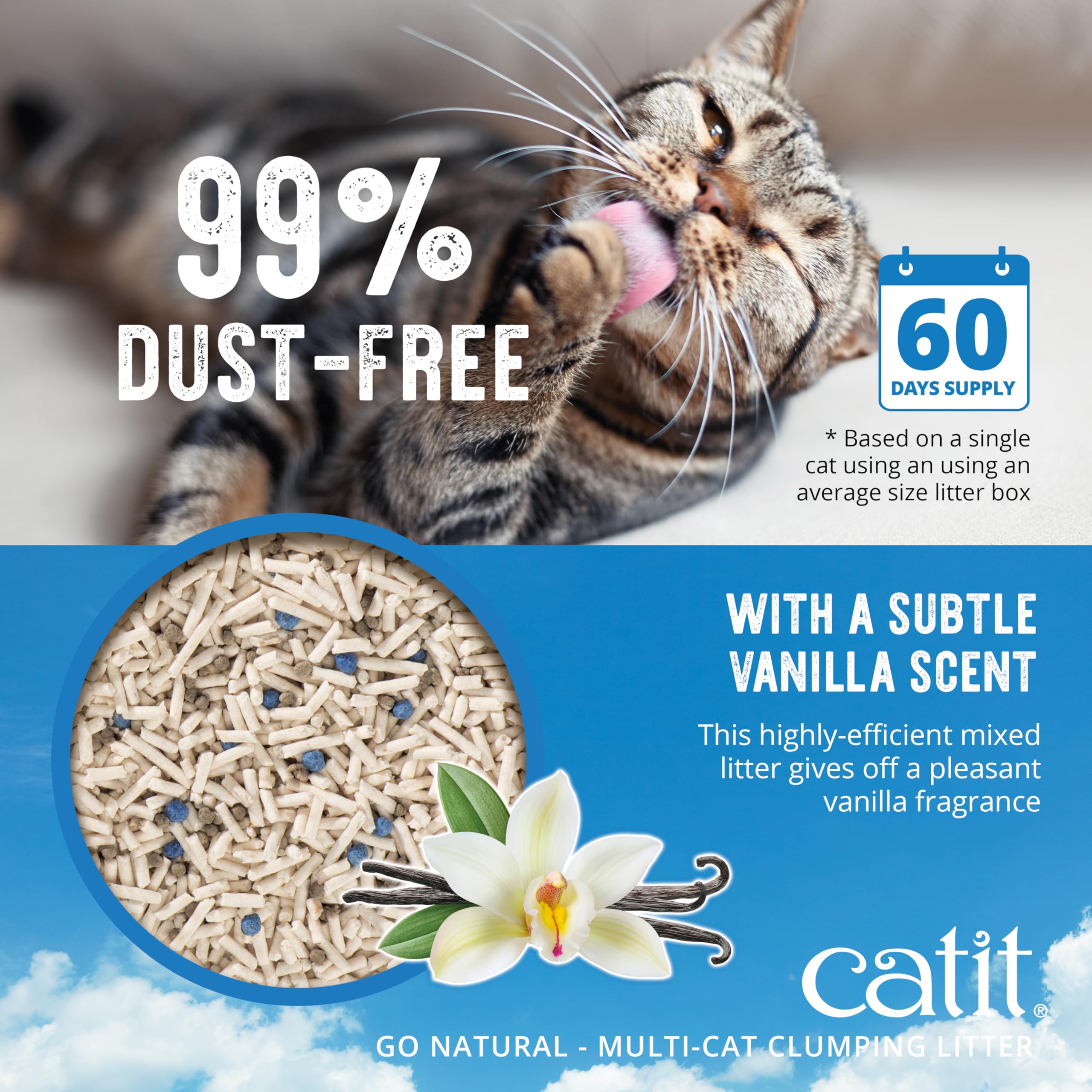 Catit Go Natural Pea Husk Multi-Cat Clumping Cat Litter, Vanilla, 6.4 kg, Dust Free & Lightweight Cat Litter, Cat Liter, Cat Litter Clumping, Bentonite Clay 🍁 All In One Marketplace Canada