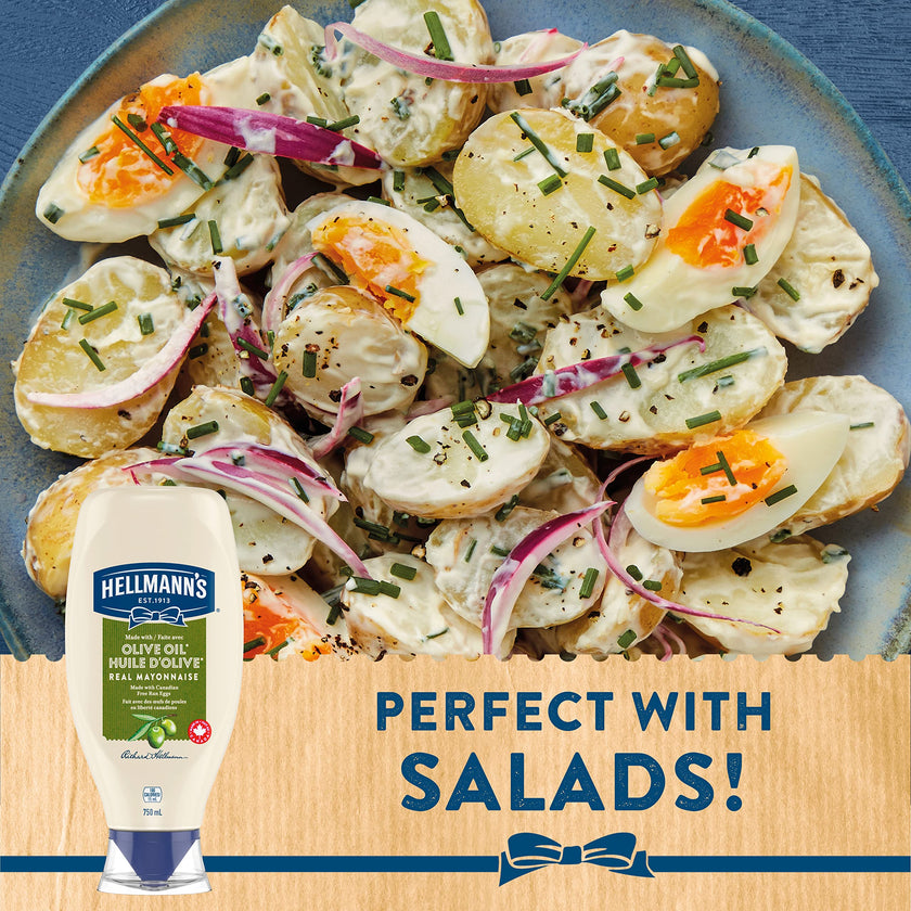Hellmann's Mayonnaise ideal condiment for sandwiches, salads and burgers Olive Oil with free run eggs and canola oil 750 ml 🍁 All In One Marketplace Canada
