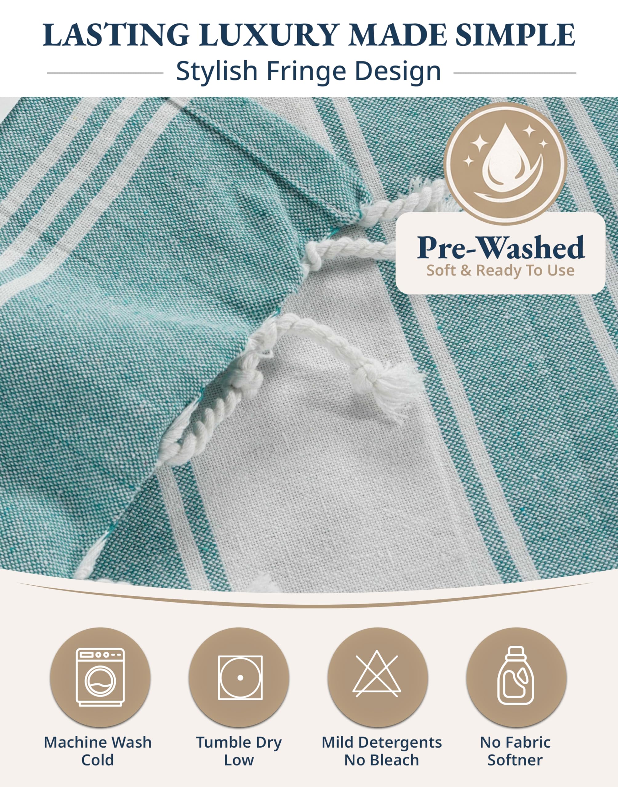 Lane Linen Turkish Beach Towels Set of 6, Oversized Beach Towel, Lightweight Beach Essentials for Women, Large Pool Towel, Absorbent & Quick Dry, Sand Free Beach Towel, 39