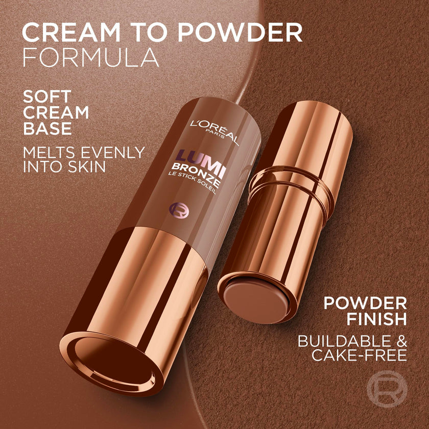 L'Oreal Paris Lumi Bronze Le Stick Soleil Bronzer Stick, Cream-To-Powder Bronzer For A Sunkissed Face Makeup Glow, 120 Copper Bronzette 🍁 All In One Marketplace Canada