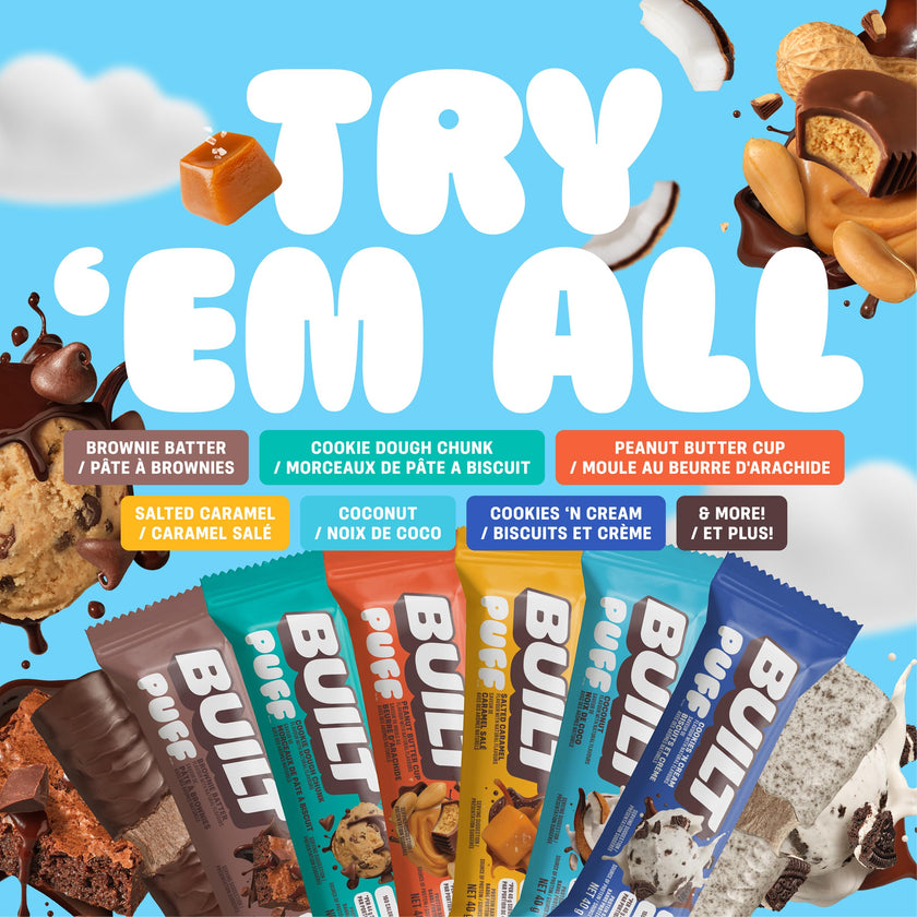 BUILT Puff Protein Bars, Mint Chip, 17g Protein - 12 Count 🍁 All In One Marketplace Canada