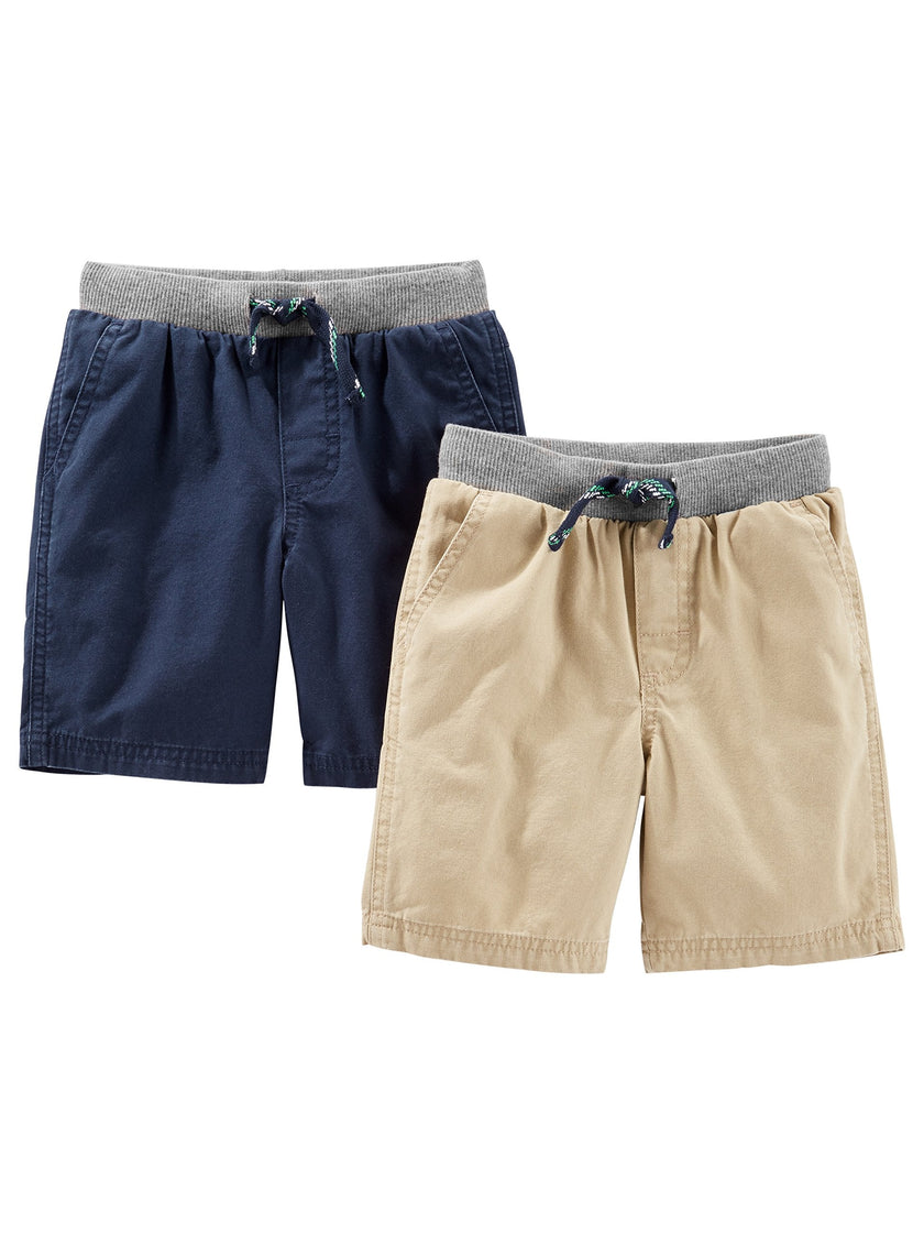 Simple Joys by Carter's Baby Boys' Toddler 2-Pack Shorts, Khaki, Navy, 4T 🍁 All In One Marketplace Canada