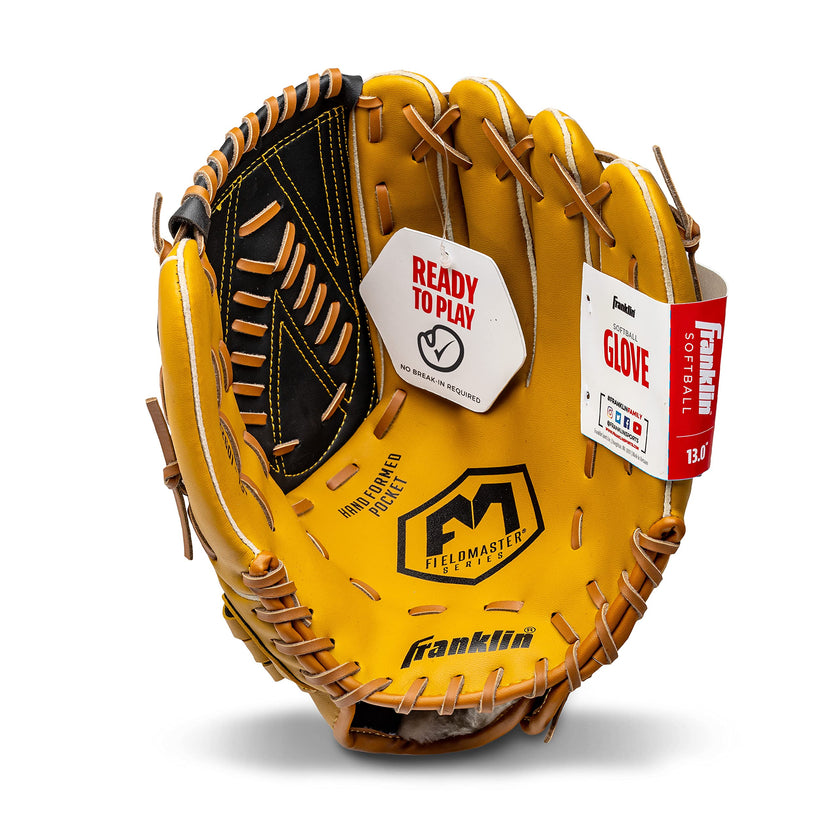 Franklin Sports Baseball and Softball Glove - Fieldmaster Adult + Youth Baseball Gloves - Men's + Women's Infield + Outfield Mitt - Right Hand Throw - 13
