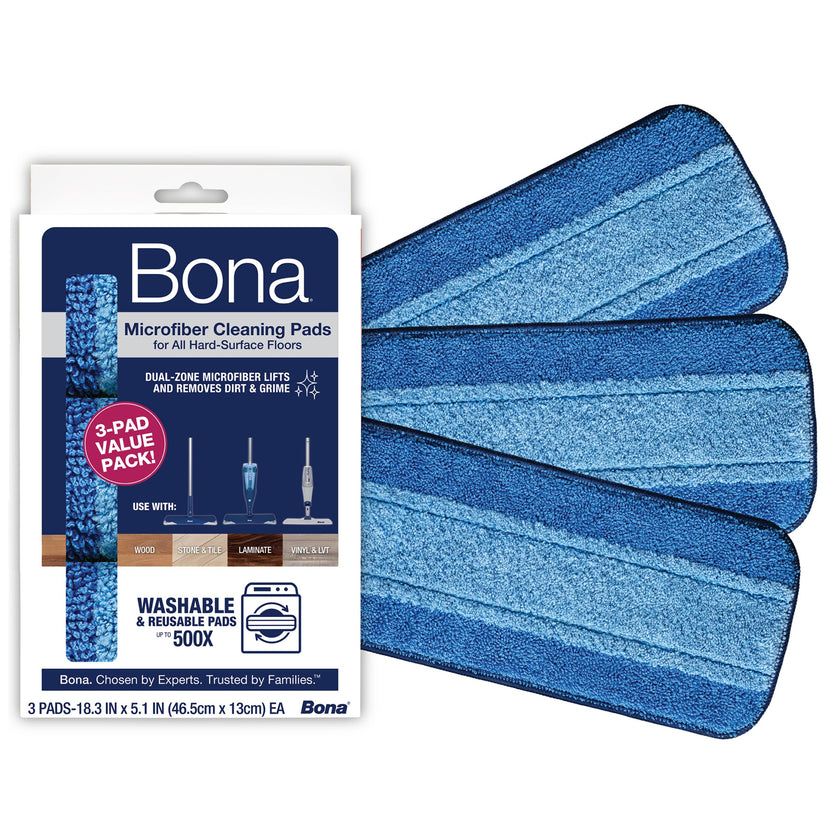 Bona Mop Microfiber Cleaning Pad for Hardwood & Hard Surface Floors - Value 3-Pack - For Use With Bona Mops - Dual Zone Cleaning 🍁 All In One Marketplace Canada
