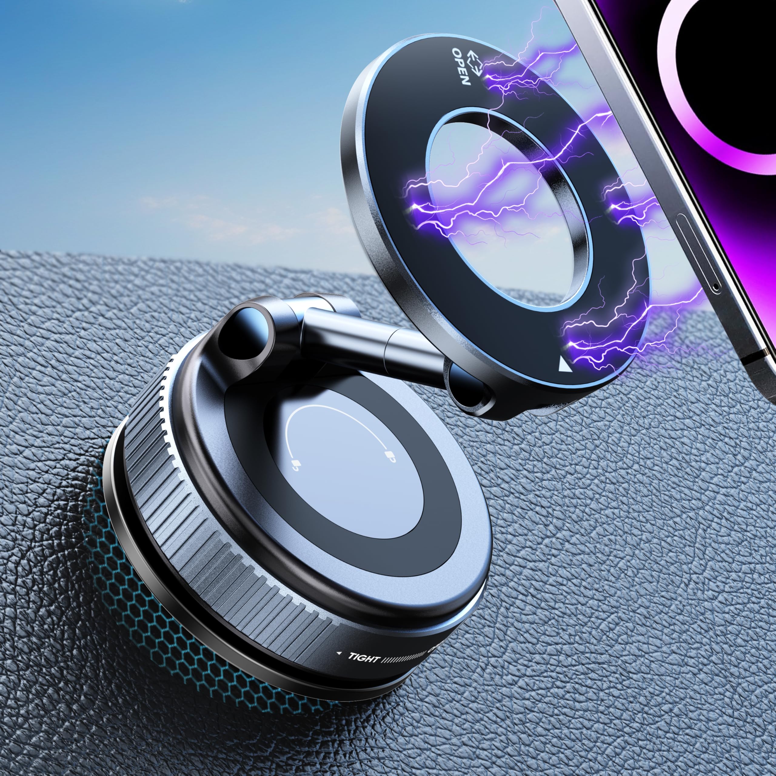 snanlen Upgraded 360° Nano Gel Vacuum Magnetic Phone Holder, Car Phone Holder for Magsafe[108+LBS Strongest Suction & 3000gf Strongest Magnetic], Suction Cup Phone Mount for Car/for iPhone 17 Pro Max 🍁 All In One Marketplace Canada