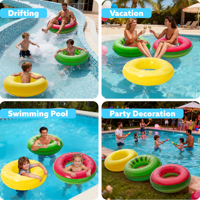 JOYIN 3 Pack Inflatable Pool Floats for Kids Adults, Fruits Swim Tube Pool Rings Swimming Rings Floaties for Swimming Pool Party Decorations 🍁 All In One Marketplace Canada