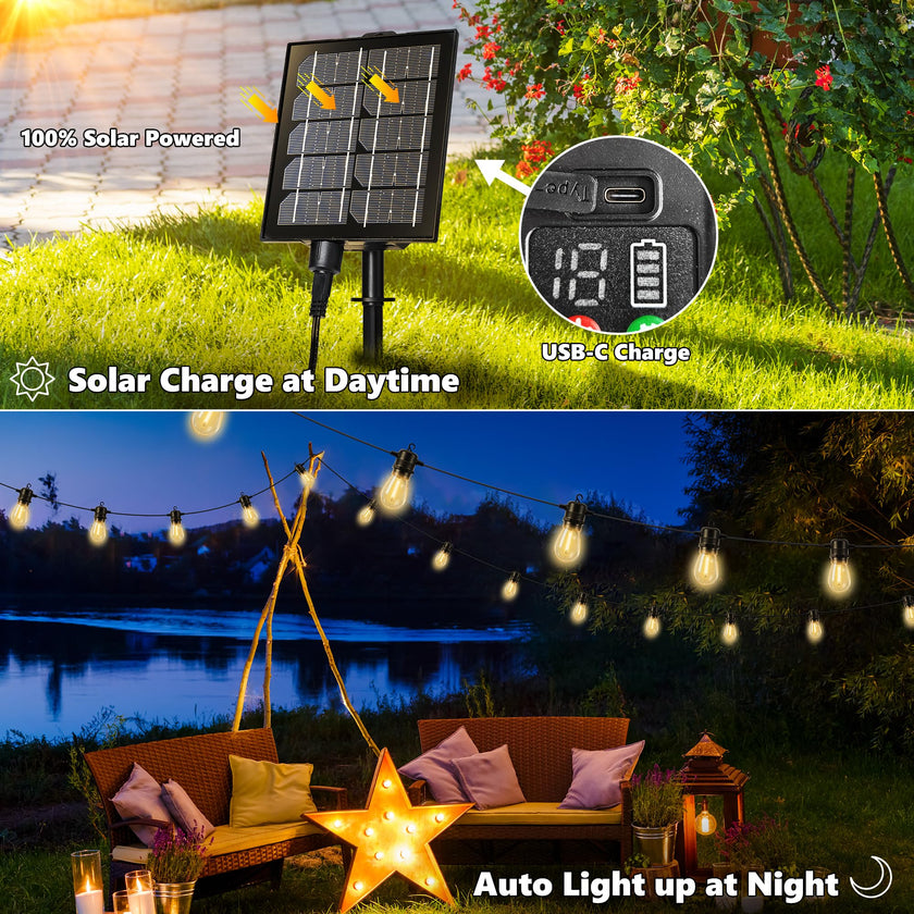 Joomer Solar String Lights Outdoor, 55FT S14, 16+2 Bulbs (2700K,Warm White) 🍁 All In One Marketplace Canada