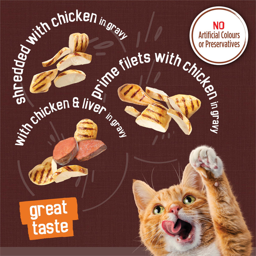 Friskies Gravy Pleasers Wet Cat Food, Chicken Variety Pack 3 Flavours - 156 g Can (24 Pack) 🍁 All In One Marketplace Canada