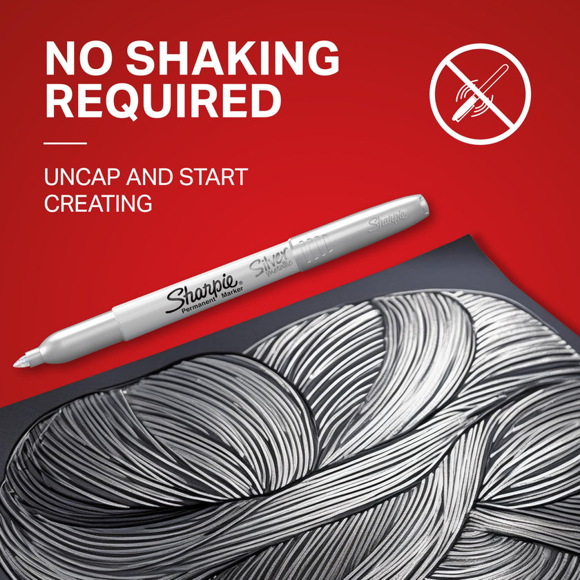 Sharpie Metallic Permanent Markers, Fine Point, Silver, 12 Count 🍁 All In One Marketplace Canada