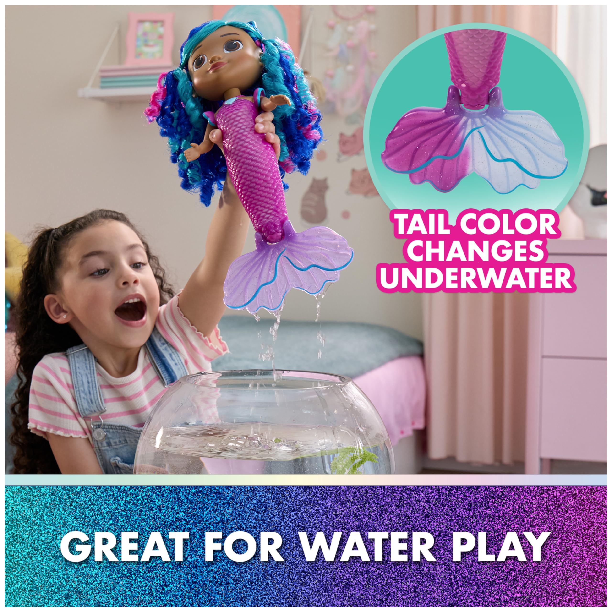 DreamWorks GABBY'S Dollhouse The Movie, Sing & Shine Mermaid Gabby, Waterproof Mermaid Doll with Lights & Sounds, Kids Toys for Girls & Boys Ages 3 and Up 🍁 All In One Marketplace Canada