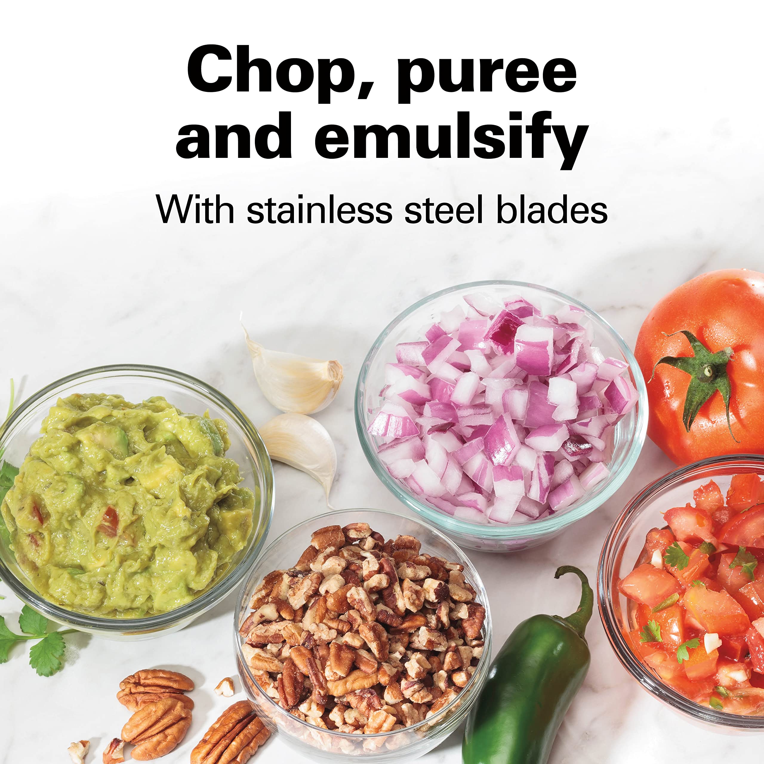 Hamilton Beach Stack & Press Food Chopper & Mini Food Processor, 350 Watts, 3 Cup Bowl, Stainless Steel Blades, for Chopping, Puree & Emulsify, Black, 72850G 🍁 All In One Marketplace Canada