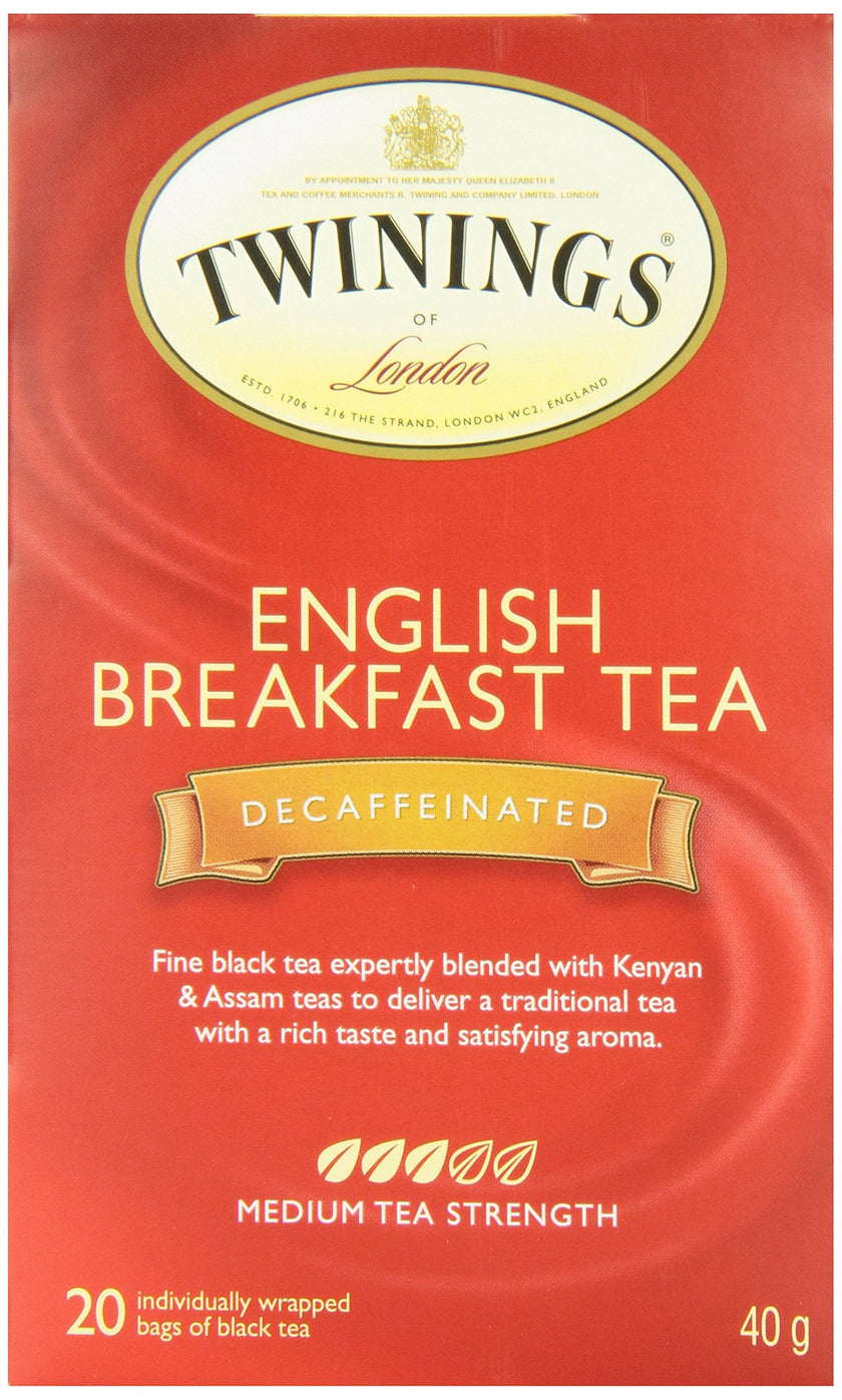 Twinings Decaf English Breakfast Individually Wrapped Teabags, Decaffeinated Black Tea, Smooth, Flavourful, Robust, 20 Count (Pack of 6), Enjoy Hot or Iced 🍁 All In One Marketplace Canada