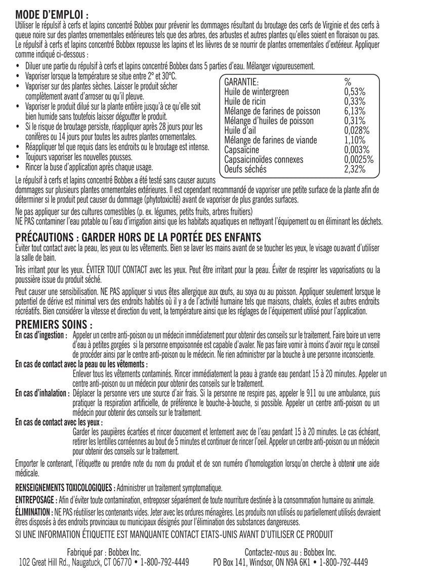 Bobbex Deer & Rabbit Repellent 0.95 Liter Concentrate 🍁 All In One Marketplace Canada
