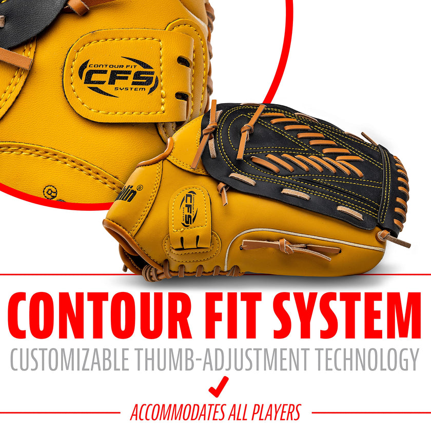 Franklin Sports Baseball and Softball Glove - Fieldmaster Adult + Youth Baseball Gloves - Men's + Women's Infield + Outfield Mitt - Right Hand Throw - 13