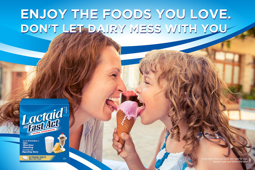 Lactaid Fast Acting Caplets - Lactose Enzyme Break Down - Gas, Bloating or Diarrhea - Milk & Dairy - 40 Caplets Per Package 🍁 All In One Marketplace Canada