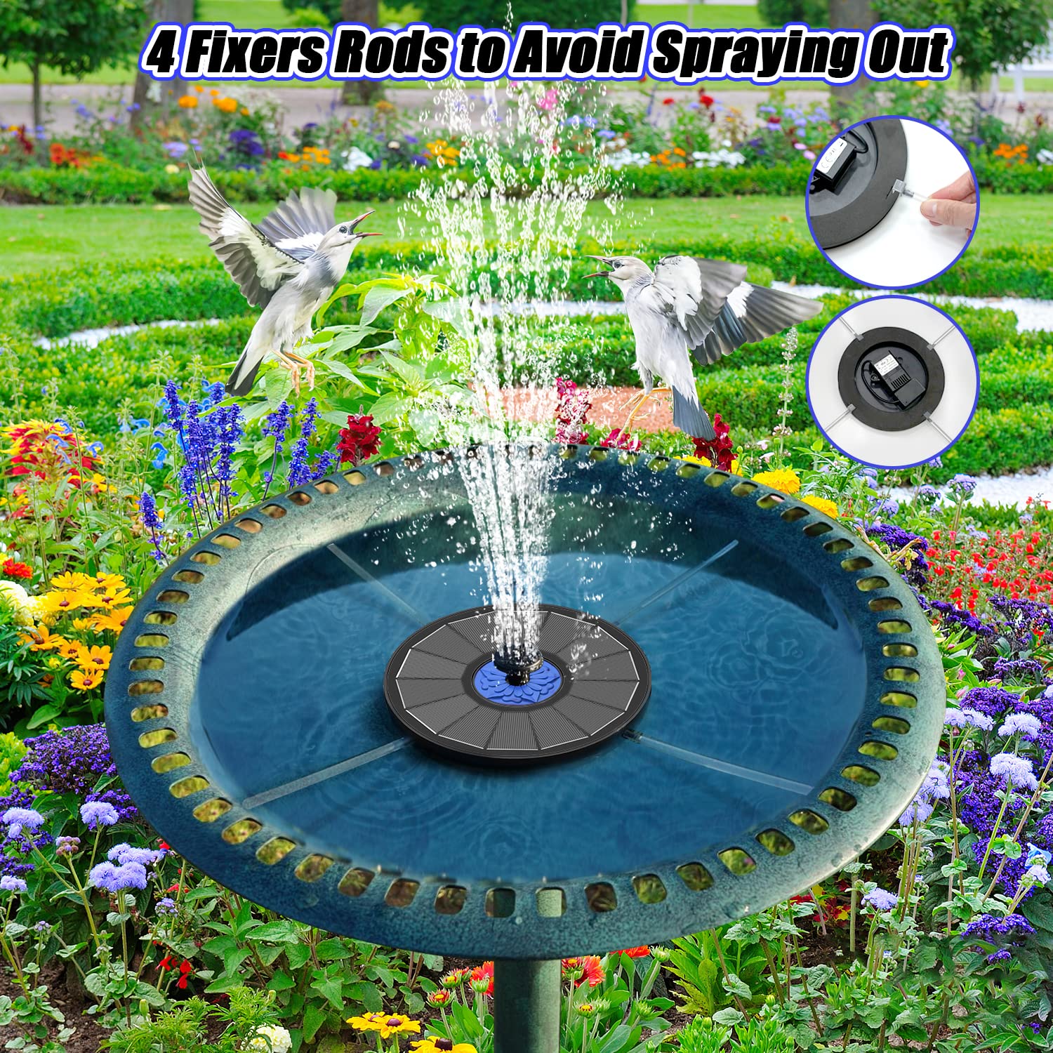 SZMP Solar Fountain Upgrade, 3.5W Solar Powered Bird Bath Fountains with Flower, Outdoor Water Feature Solar Fountain Pump with 7-in-1 Nozzles, 4 Fixed Pipes for Humingbirds, Birdbath, and Garden 🍁 All In One Marketplace Canada