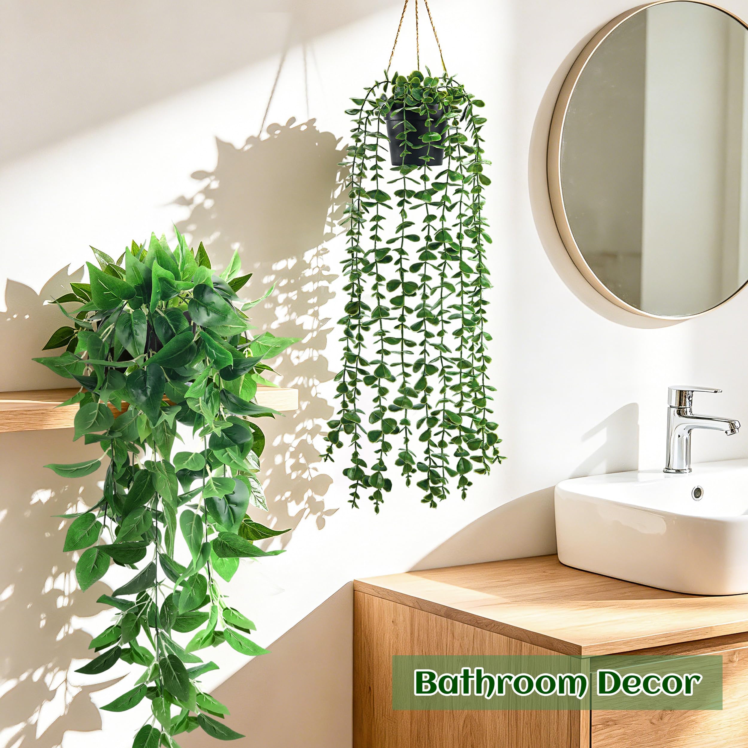 Der Rose 4Pcs Fake Plants, Artificial Plants Fake Hanging Plants for Boho Home Bathroom Bedroom Living Room Office Wall Shelf Decor Indoor Outdoor 🍁 All In One Marketplace Canada