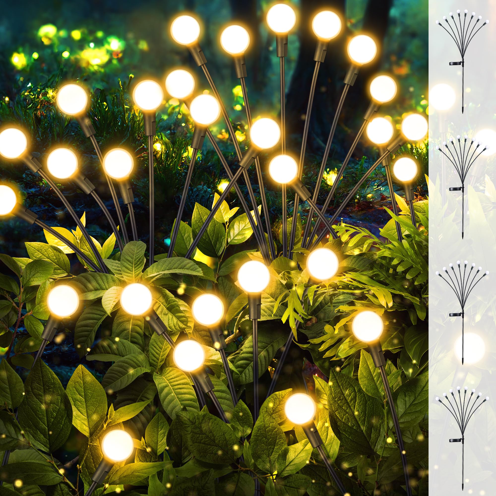 iBaycon 4 Pack Solar Firefly Lights Garden Pathway Outdoor Decor Warm White 🍁 All In One Marketplace Canada