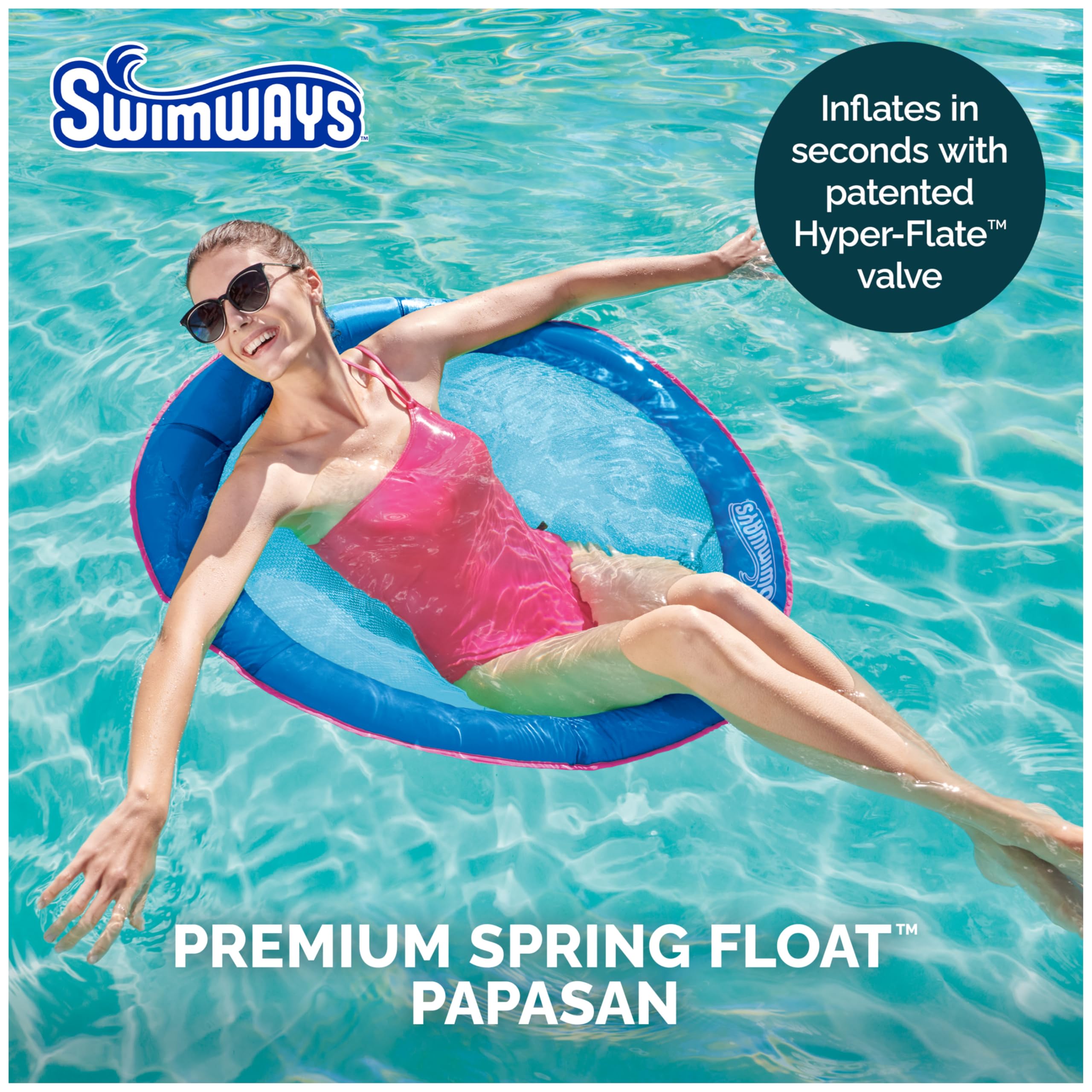 SwimWays Spring Float Premium Papasan Pool Lounger, Inflatable Pool Floats Adult with Fast Inflation for Ages 15 & Up, Sky Blue 🍁 All In One Marketplace Canada