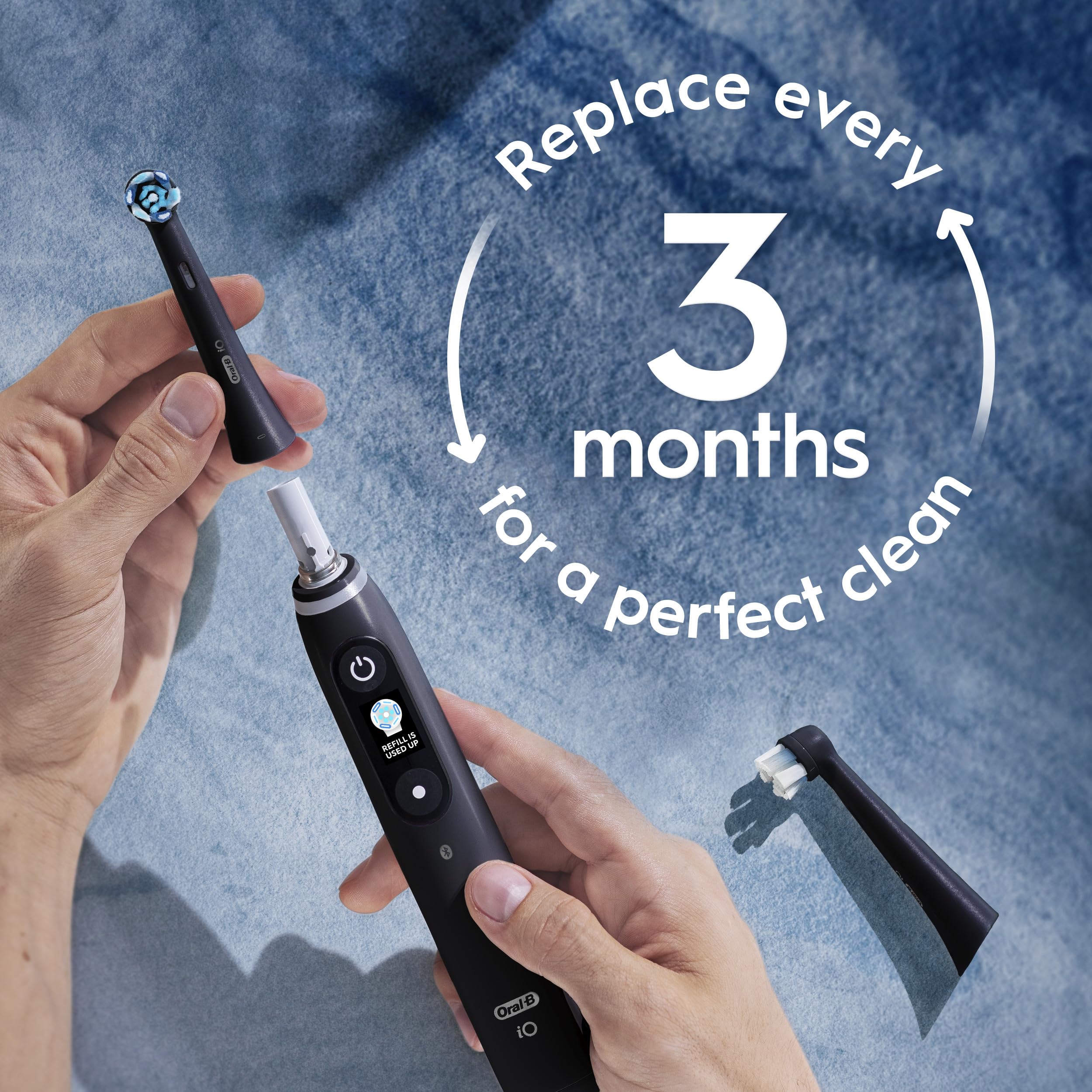 Oral-B iO Genuine Ultimate Clean Replacement Brush Heads, Black, 2ct Refills, 6 Month Supply, Compatible Exclusively with Oral-B iO Electric Toothbrushes, Not Compatible with any Other Series Including: Pro, Vitality, Smart, or Genius