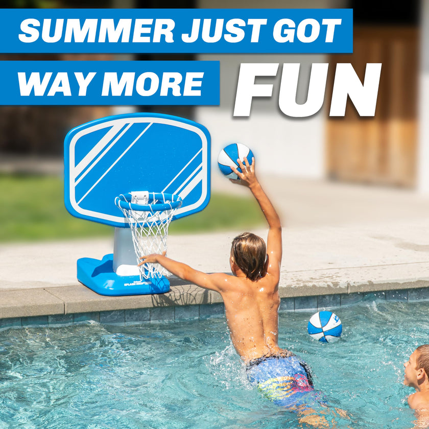 GoSports Splash Hoop PRO Swimming Pool Basketball Game - Includes Poolside Water Basketball Hoop, 2 Balls and Pump - Blue 🍁 All In One Marketplace Canada