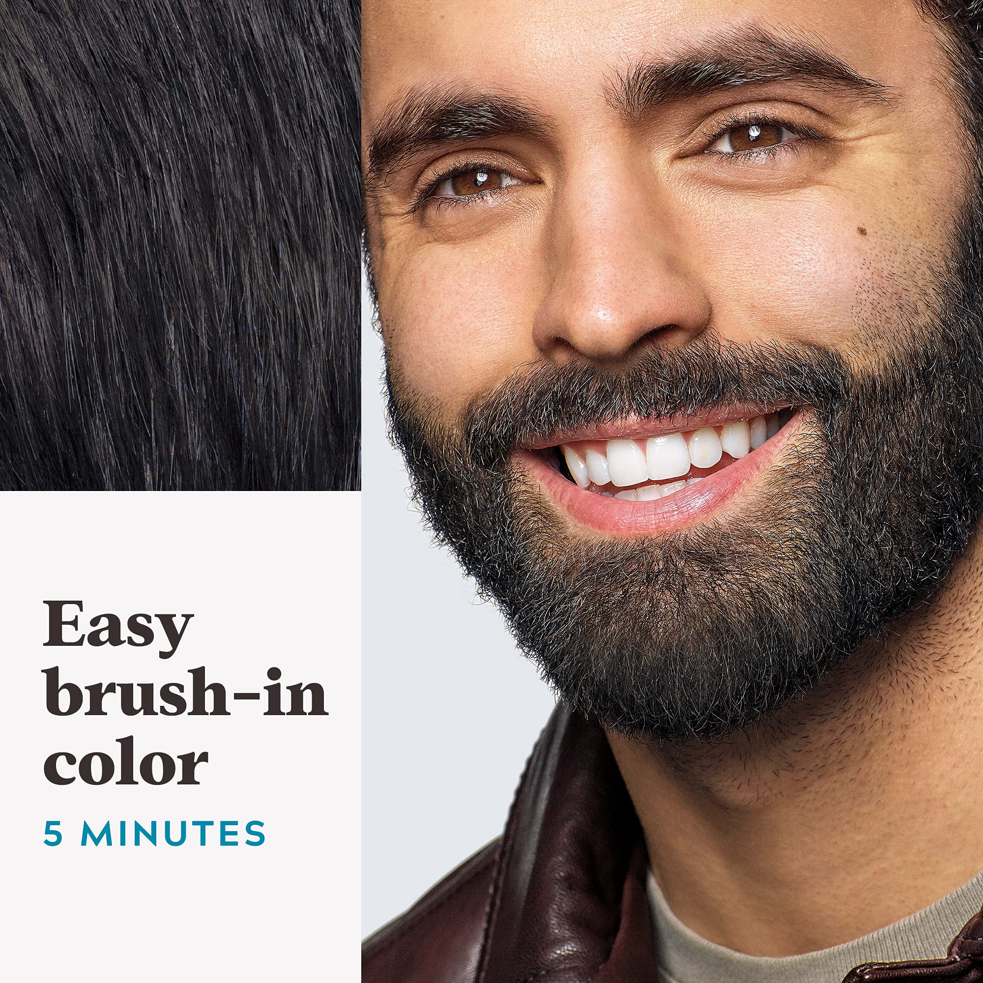 Just For Men Mustache & Beard, Beard Dye for Men with Brush Included for Easy Application, With Biotin Aloe and Coconut Oil for Healthy Facial Hair, Real Black, M-55 (3 Count) 🍁 All In One Marketplace Canada
