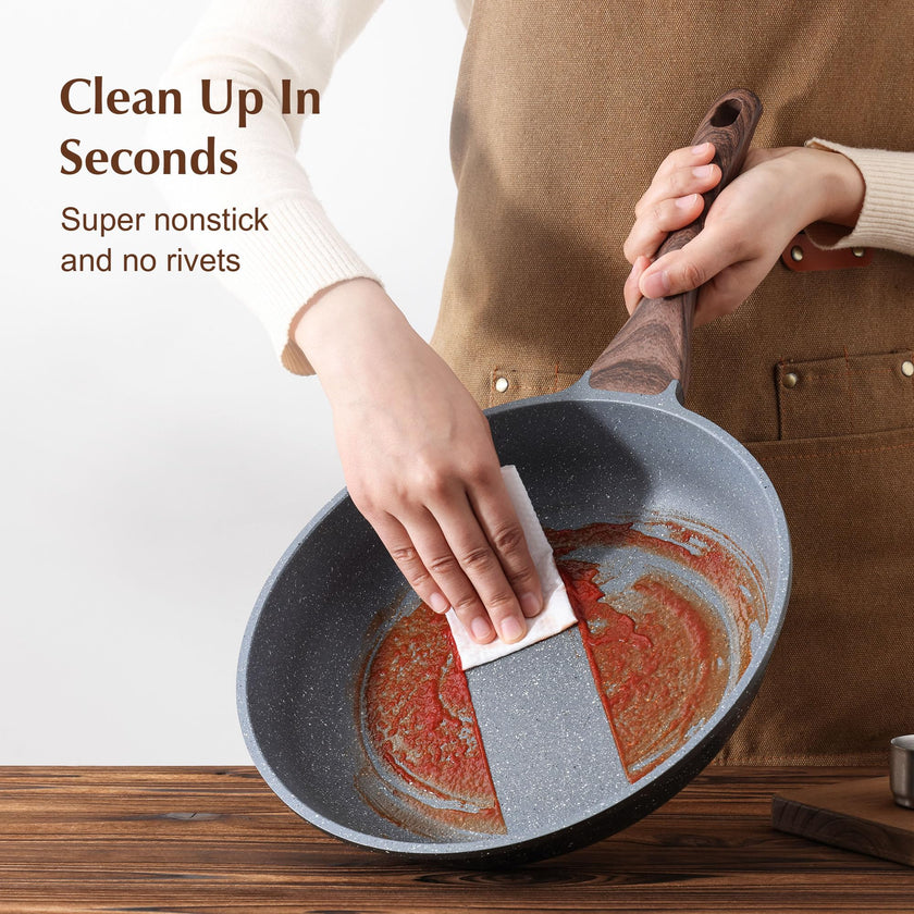 SENSARTE Nonstick Frying Pan Skillet, Swiss Granite Coating Omelette Pan, Healthy Stone Cookware Chef's Pan, PFOA Free (8/9.5/10/11/12.5 Inch) (9.5 Inch) 🍁 All In One Marketplace Canada