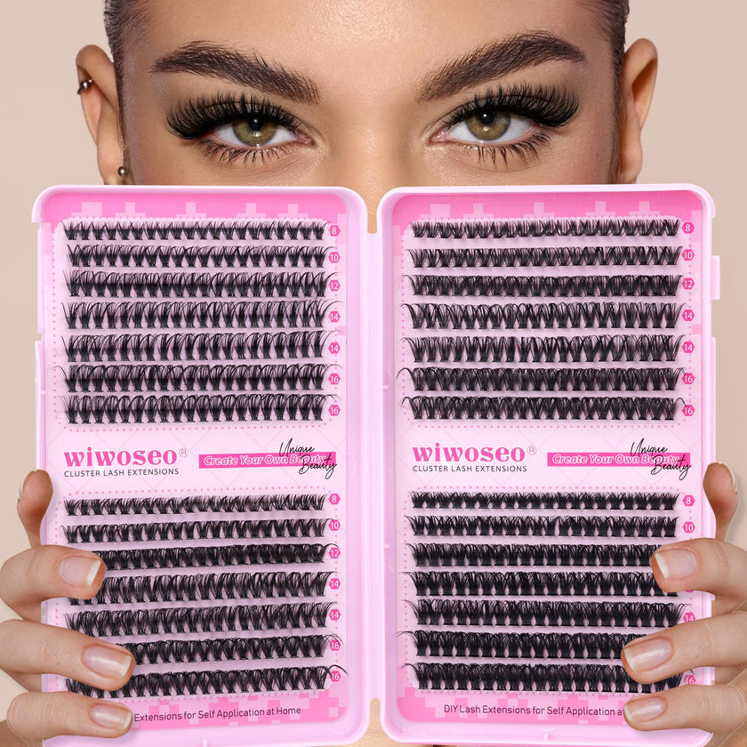 wiwoseo Cluster Eyelash Extensions 560pcs Lash Clusters Wipsy Cluster Lashes D Curl Eyelashes Clusters Individual Lashes DIY Lash Extensions Cluster Eyelash Natural Look Eyelashes (8-16MM) 🍁 All In One Marketplace Canada