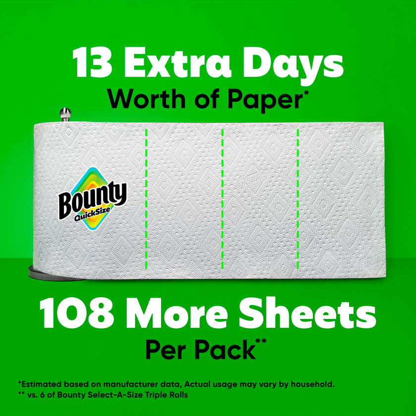 Bounty Paper Towels Quick Size, White, 6 Family Triple Rolls = 20+ Regular Rolls 🍁 All In One Marketplace Canada