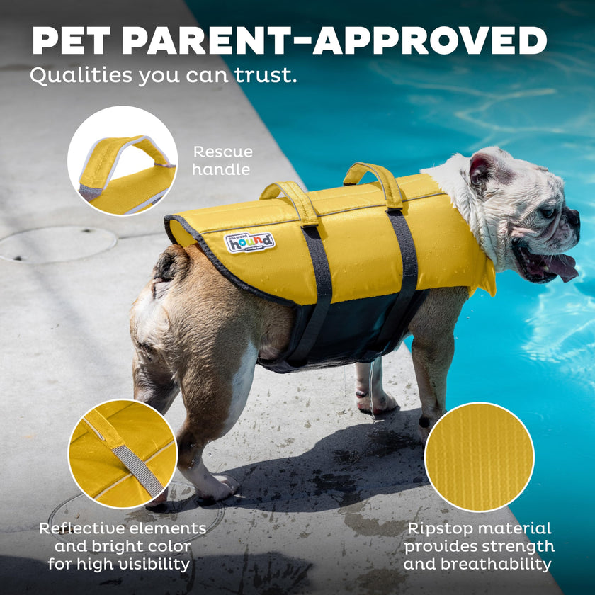 Outward Hound Granby Splash Dog Life Jacket with Handle, Reflective Floating Vest for Swimming & Boating, Maximum Buoyancy, All Skill Levels, Extra-Small Dogs & Puppies (11–15