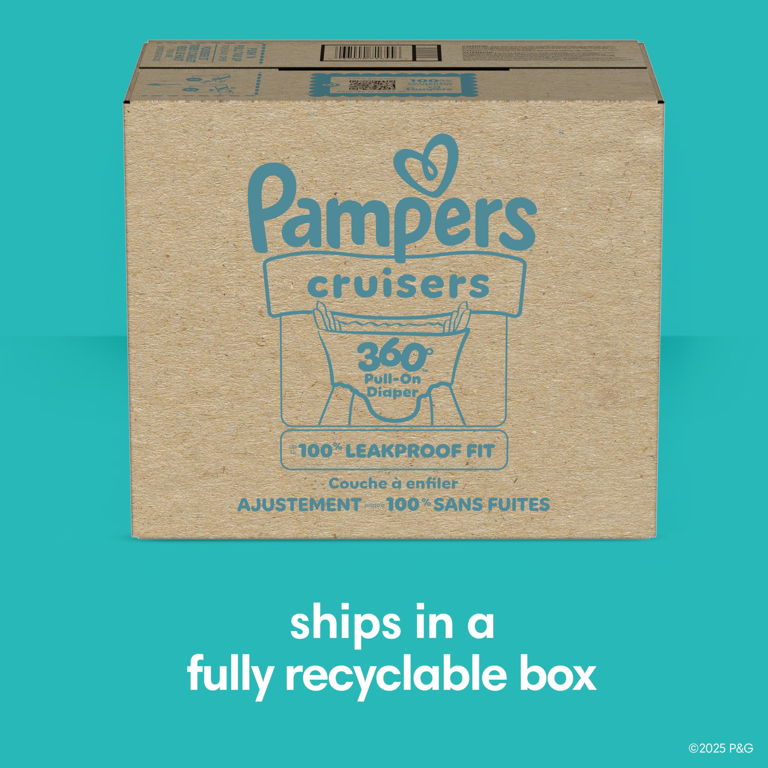 Pampers Diapers - Cruisers 360 degrees - Size 6, up to 100% Leakproof Fit, Designed for Active Babies, Pull On Diaper, EZ Off Tabs Designed for Easy Changes, 1 Pack (Count of 104) 🍁 All In One Marketplace Canada