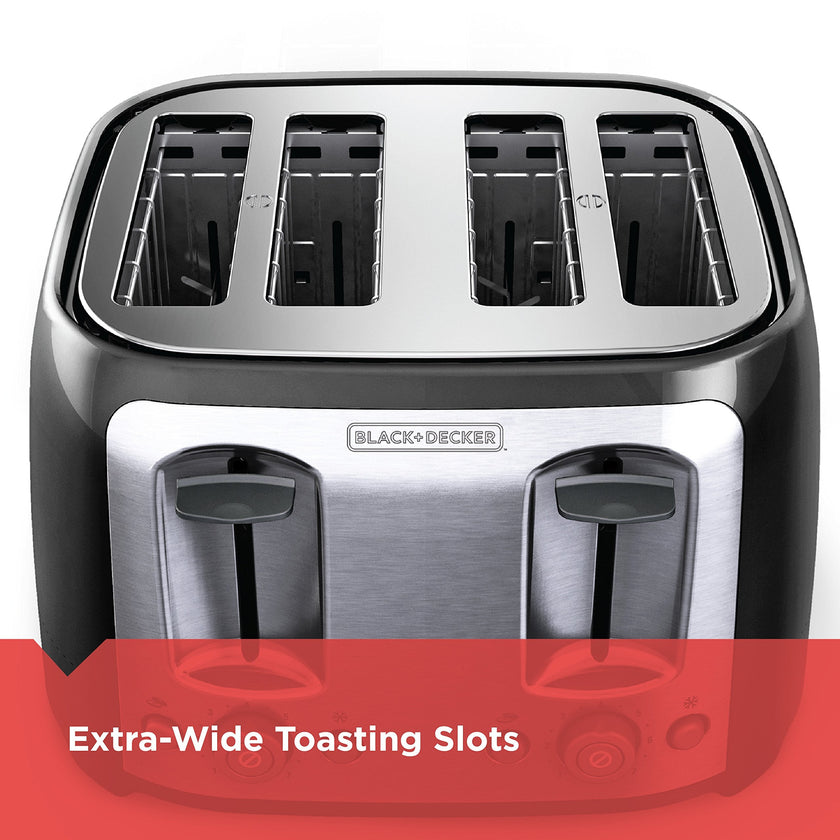 BLACK+DECKER Toaster, 4 Slice, Extra Wide Slots for Bagels and Artisan Breads, Black, TR1478BD 🍁 All In One Marketplace Canada