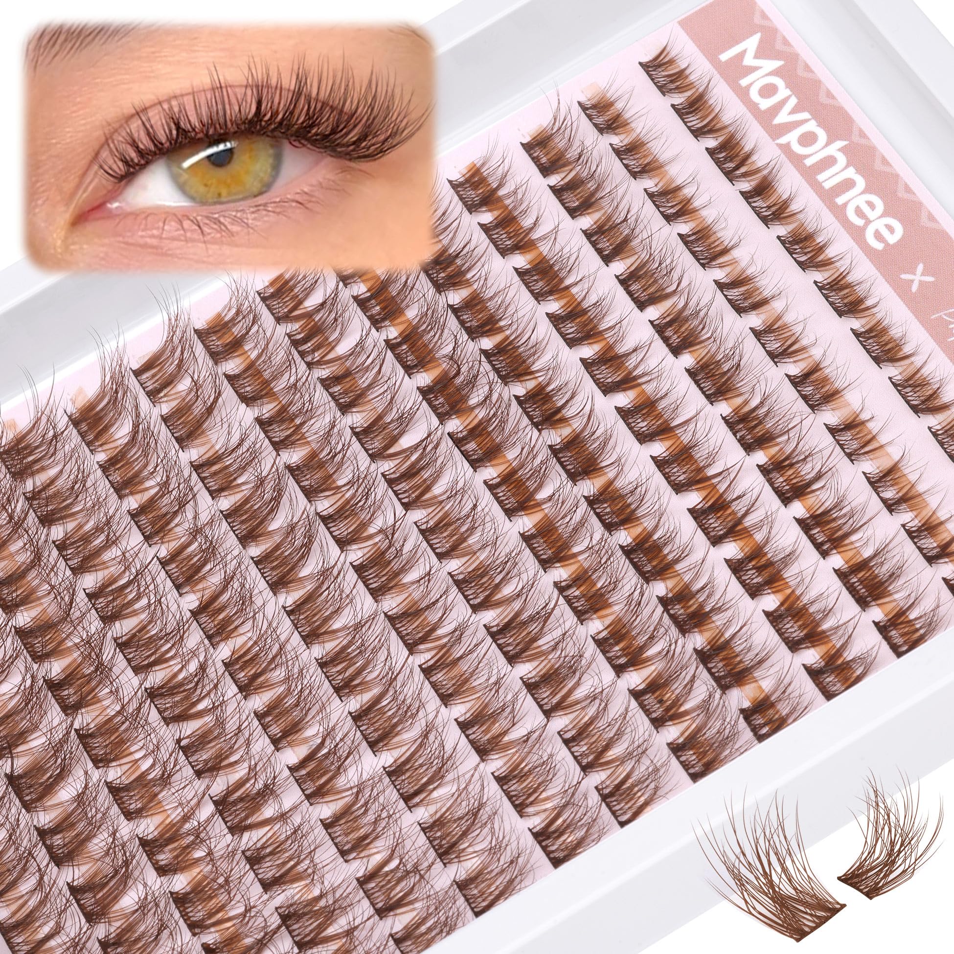 Brown Lash Clusters Natural Lash Extensions Wispy Eyelash Clusters 154 Pcs C Curl Lashes Clusters for Everyday Wear Beginner Friendly Dark Brown Cluster Eyelash Extensions by Mavphnnee 🍁 All In One Marketplace Canada