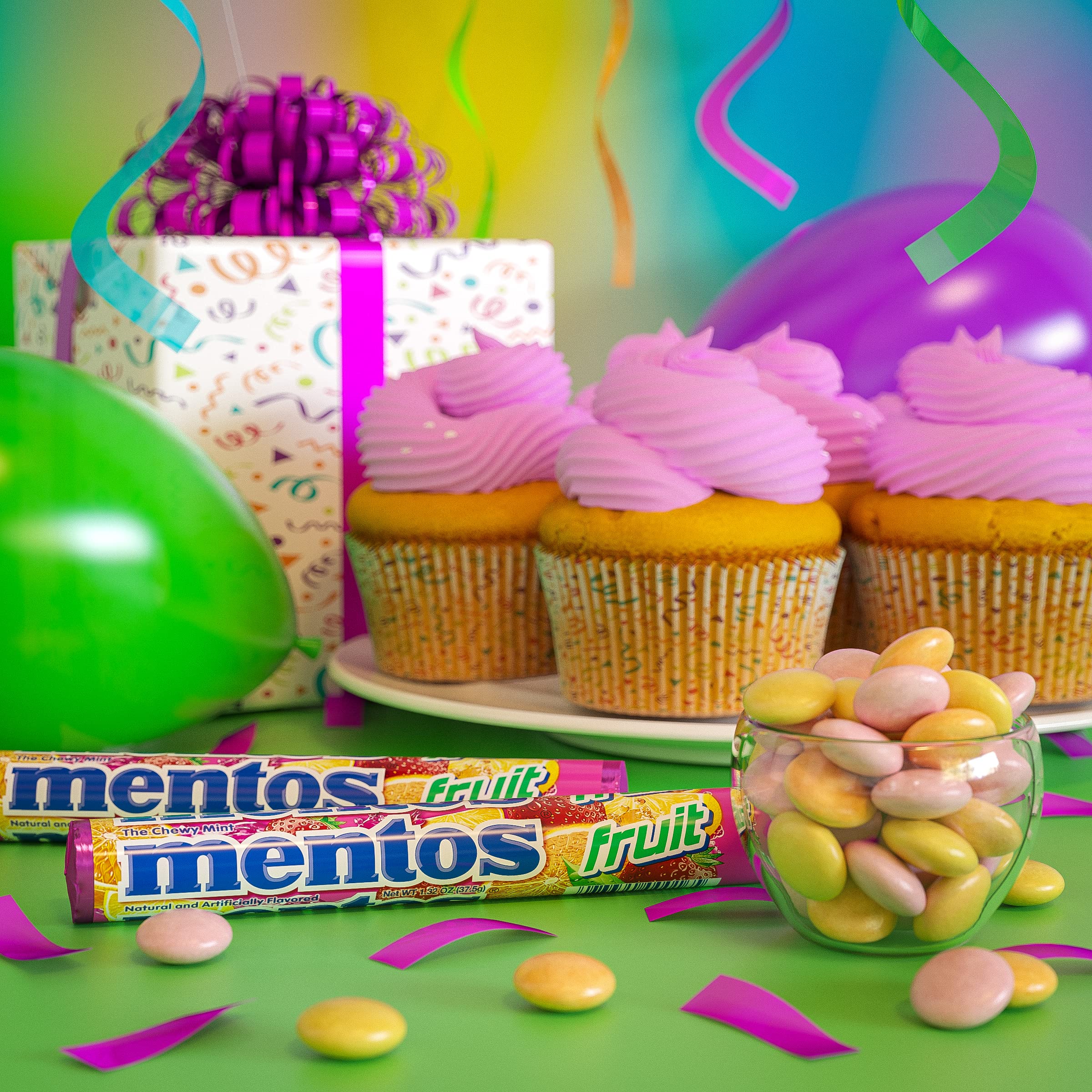 Mentos Chewy Mints, Fruit - Pack of 20 Rolls (280 Pieces), 37g per roll 🍁 All In One Marketplace Canada