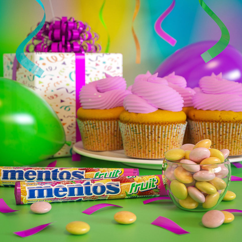 Mentos Chewy Mints, Fruit - Pack of 20 Rolls (280 Pieces), 37g per roll 🍁 All In One Marketplace Canada