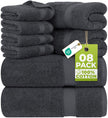 Utopia Towels 8 Piece Premium Towel Set, 2 Bath, 2 Hand, and 4 Wash Cloths, 600 GSM 100% Ring Spun Cotton Highly Absorbent Towels for Bathroom, Gym, Hotel, and Spa, Grey 🍁 All In One Marketplace Canada