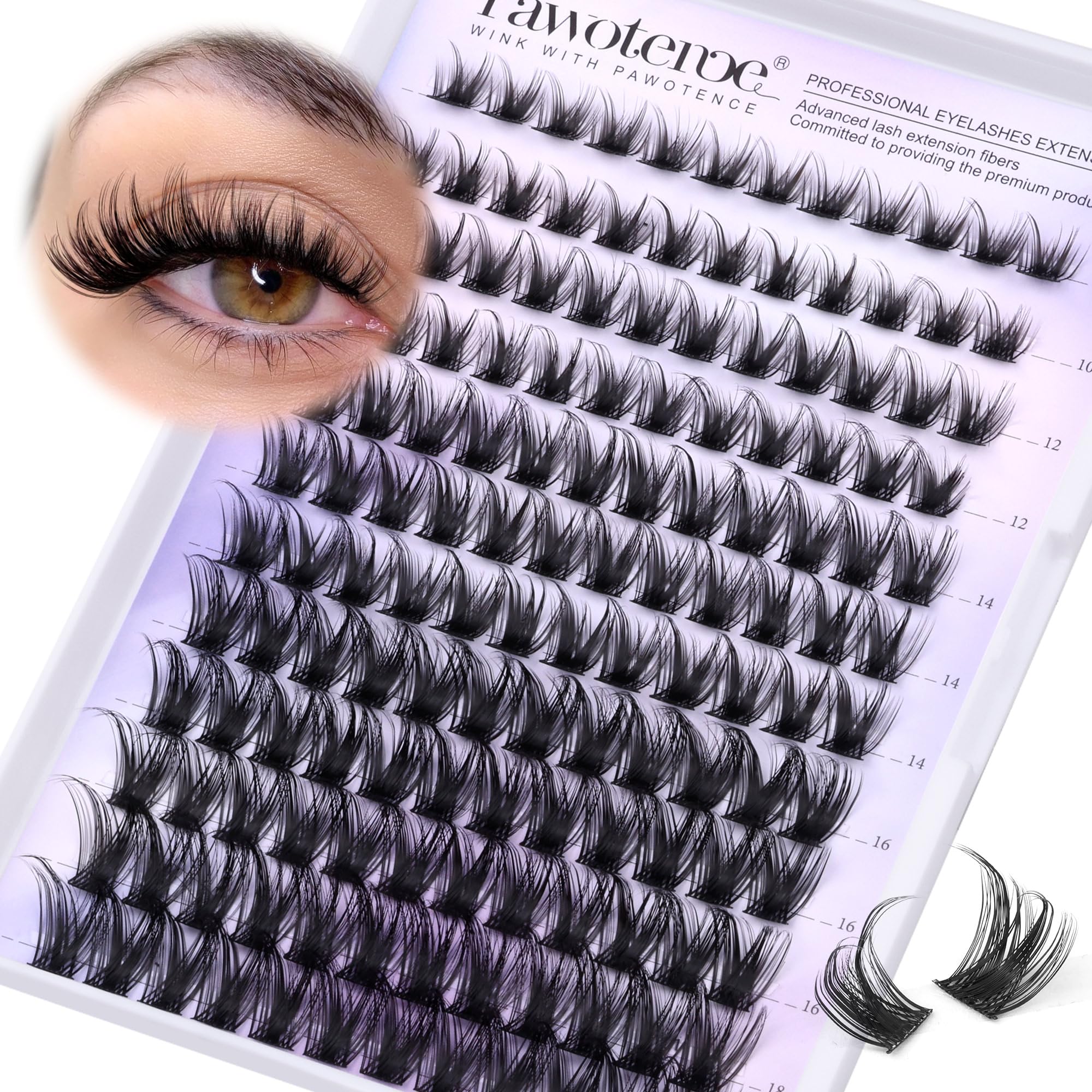 Pawotence Lash Clusters Wispy Cluster Eyelash Extensions 10-18mm Individual Lashes D Curl Cluster Lashes Extension DIY Soft Comfortable Eyelash Clusters with Thin Band 🍁 All In One Marketplace Canada