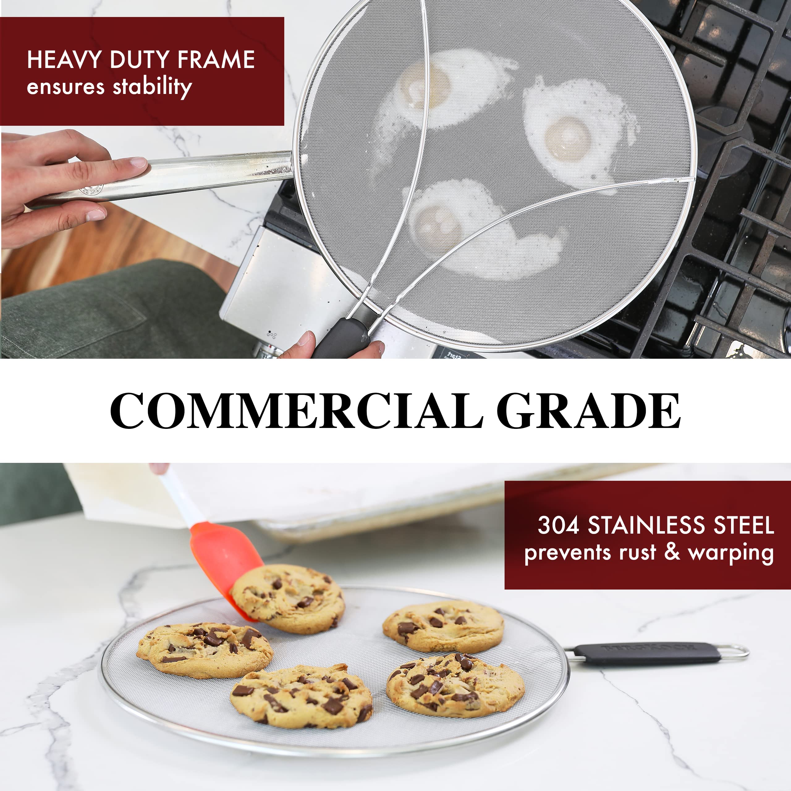 Splatter Screen for Frying Pan - 13 Inch Stainless Steel Grease Splatter Guard - Cover Oil Splash When Sizzling Bacon, Cooking Fried Chicken or Popcorn 🍁 All In One Marketplace Canada