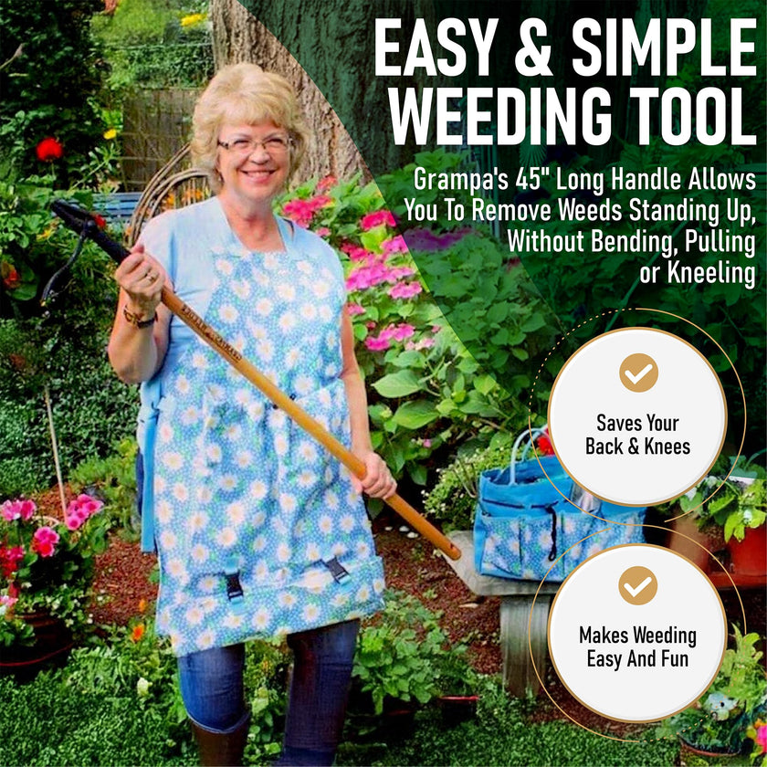 Grampa's Weeder - The Original Stand Up Weed Puller - Made with Real Bamboo & Steel Head Design - Easily Remove Weeds While Saving Your Knees & Back 🍁 All In One Marketplace Canada