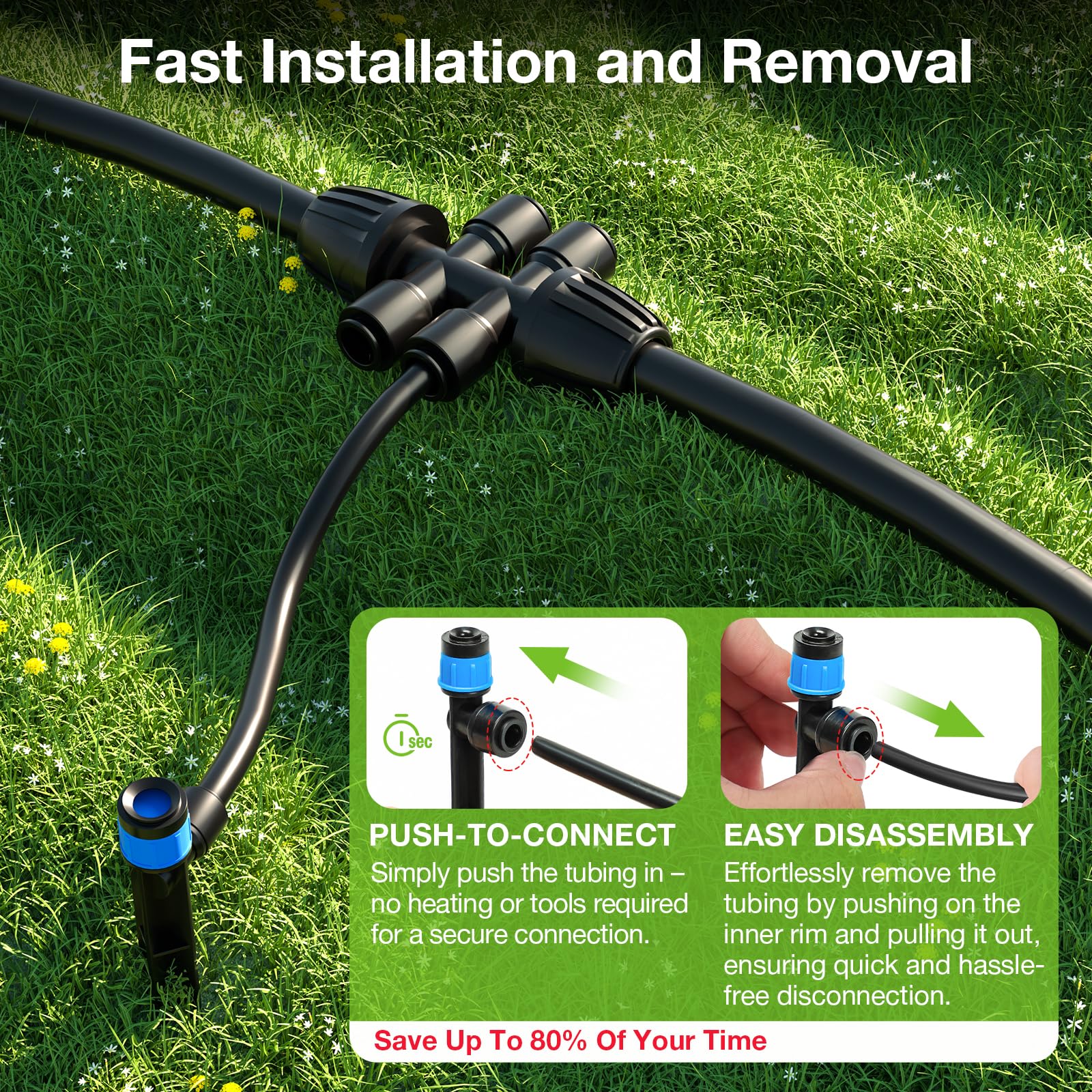 MIXC 101FT Drip Irrigation System, Easy to Setup Automatic Garden System with Anti-UV 1/4