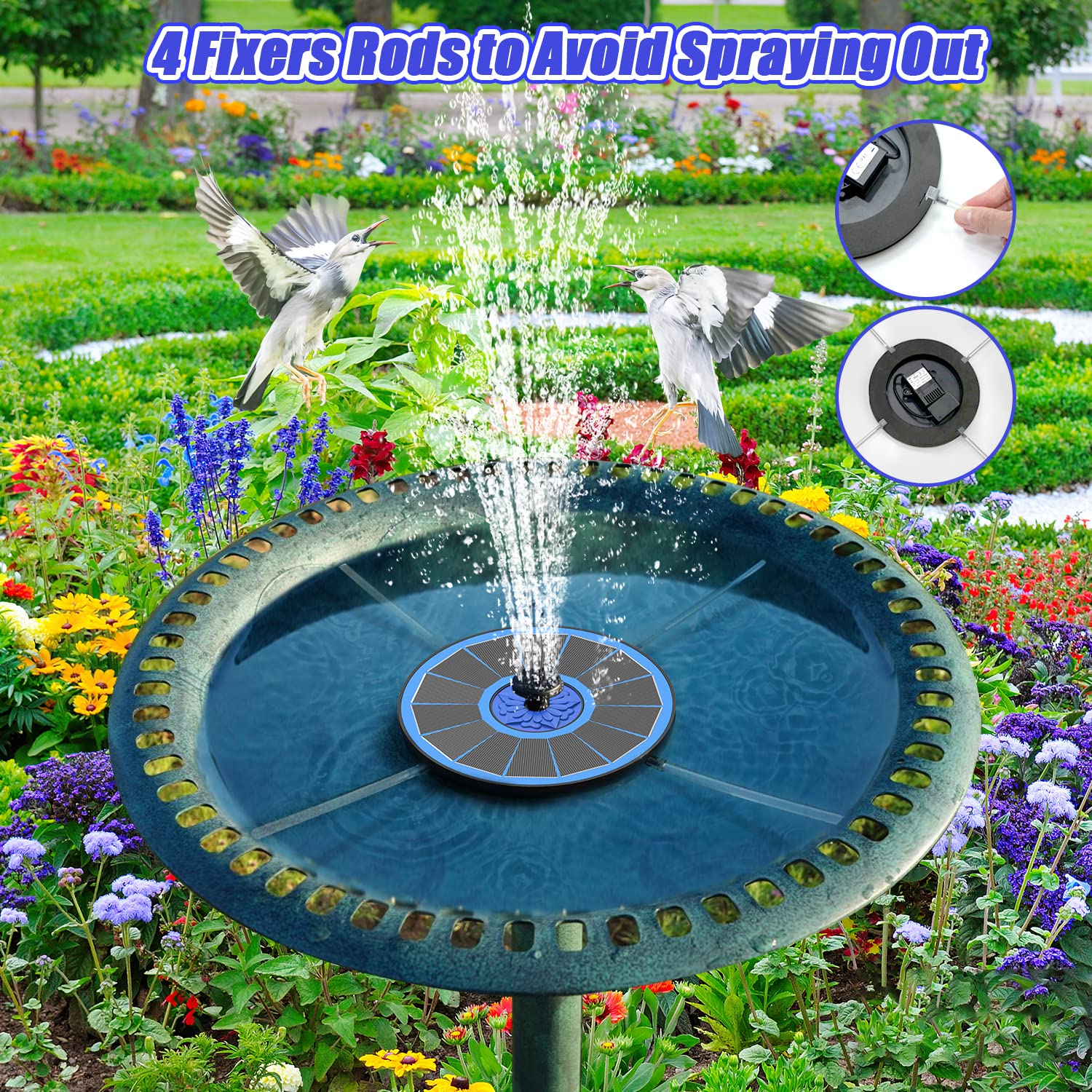 SZMP Solar Fountain Upgrade, 3.5W Solar Powered Bird Bath Fountains with Flower, Outdoor Water Feature Solar Fountain Pump with 7-in-1 Nozzles, 4 Fixed Pipes for Humingbirds, Birdbath, and Garden 🍁 All In One Marketplace Canada