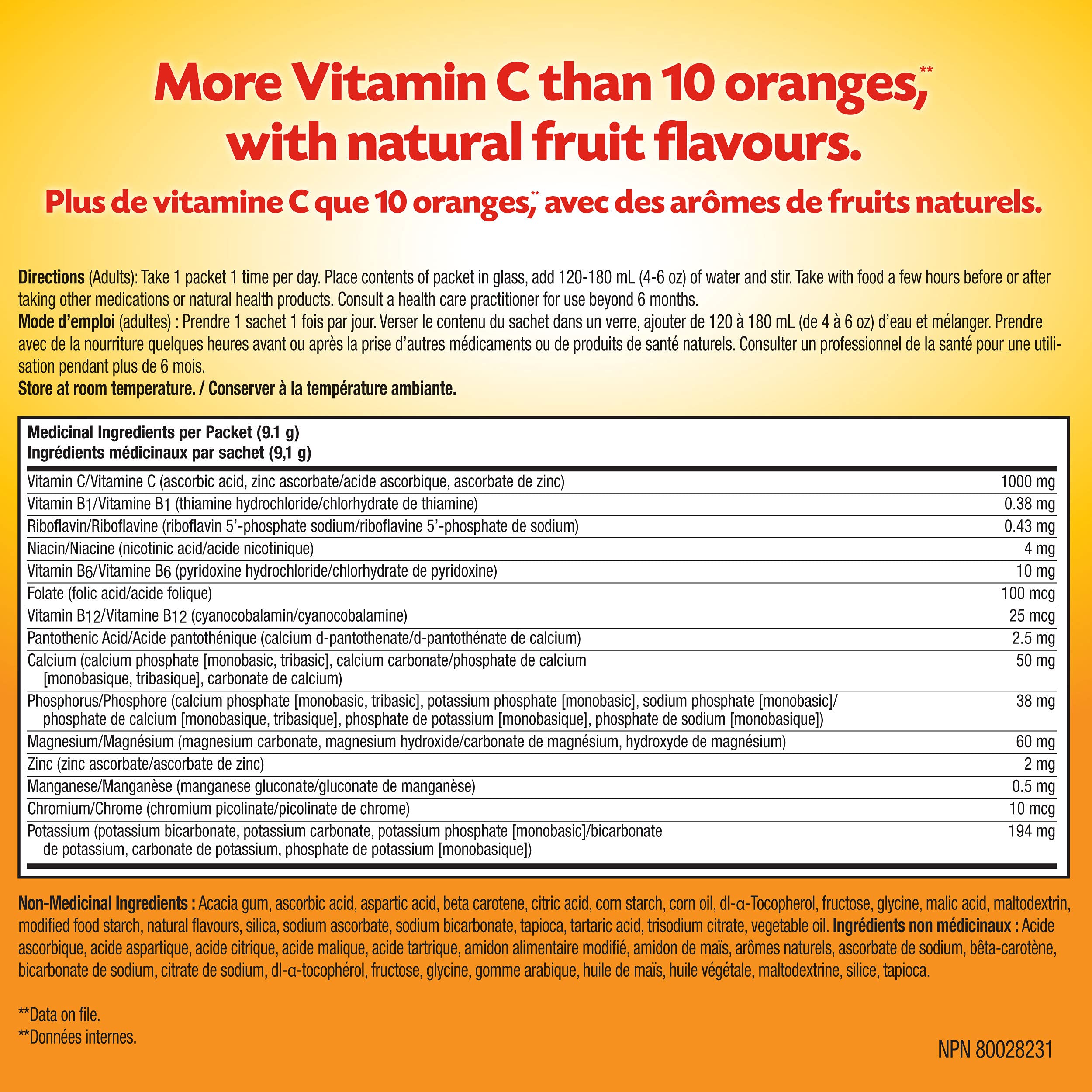 Emergen-C® Super Orange (30 Count), 1000mg Vitamin C / Electrolytes / B Vitamins Mineral Supplement 🍁 All In One Marketplace Canada