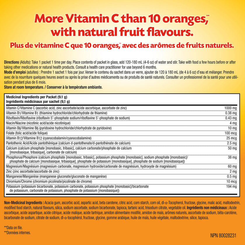 Emergen-C® Super Orange (30 Count), 1000mg Vitamin C / Electrolytes / B Vitamins Mineral Supplement 🍁 All In One Marketplace Canada